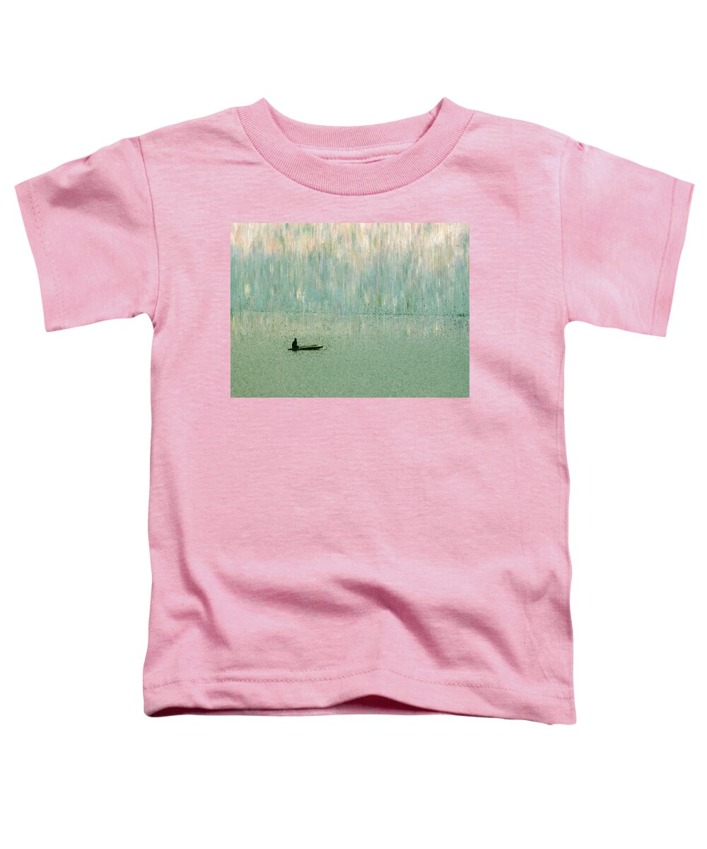 Great Lakes Toddler T-Shirt featuring the painting Early Morning On The Lake by Alex Mir