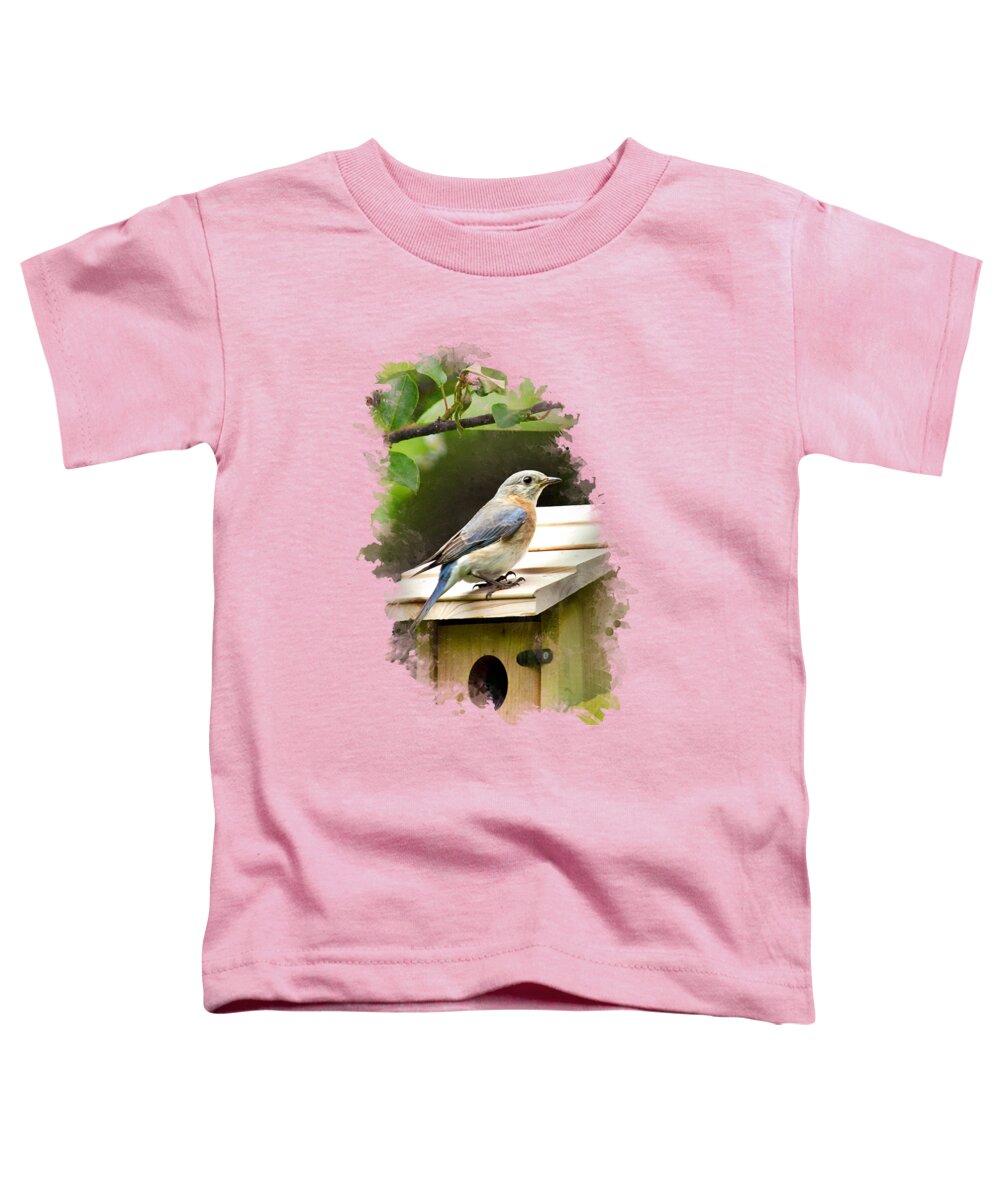 Bluebird Toddler T-Shirt featuring the mixed media Eastern Bluebird Watercolor Art by Christina Rollo