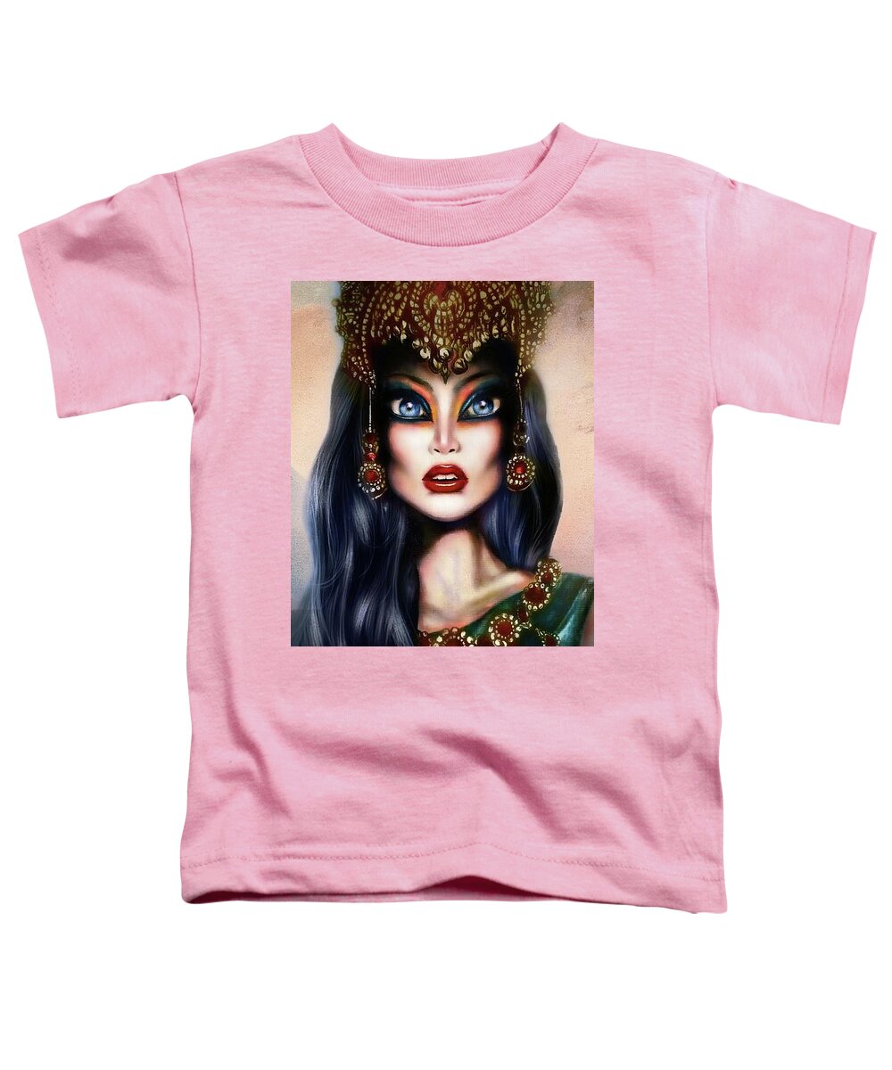 Blue Toddler T-Shirt featuring the painting Hatshepsut Painting by Tiago Azevedo Pop Surrealism Art by Tiago Azevedo