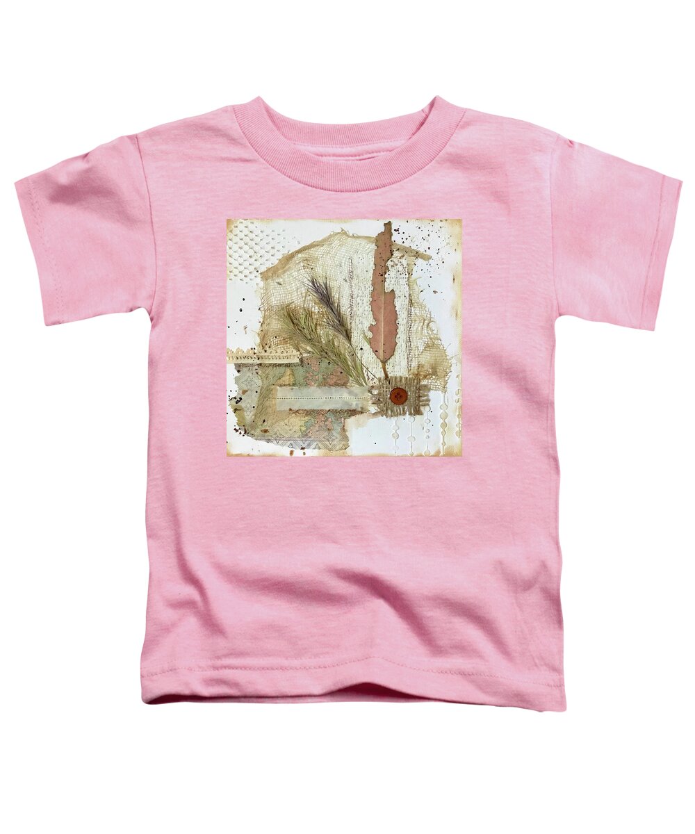 Mixed Media Collage Toddler T-Shirt featuring the painting Rustic collage combining multiple natural elements #6 by Diane Fujimoto