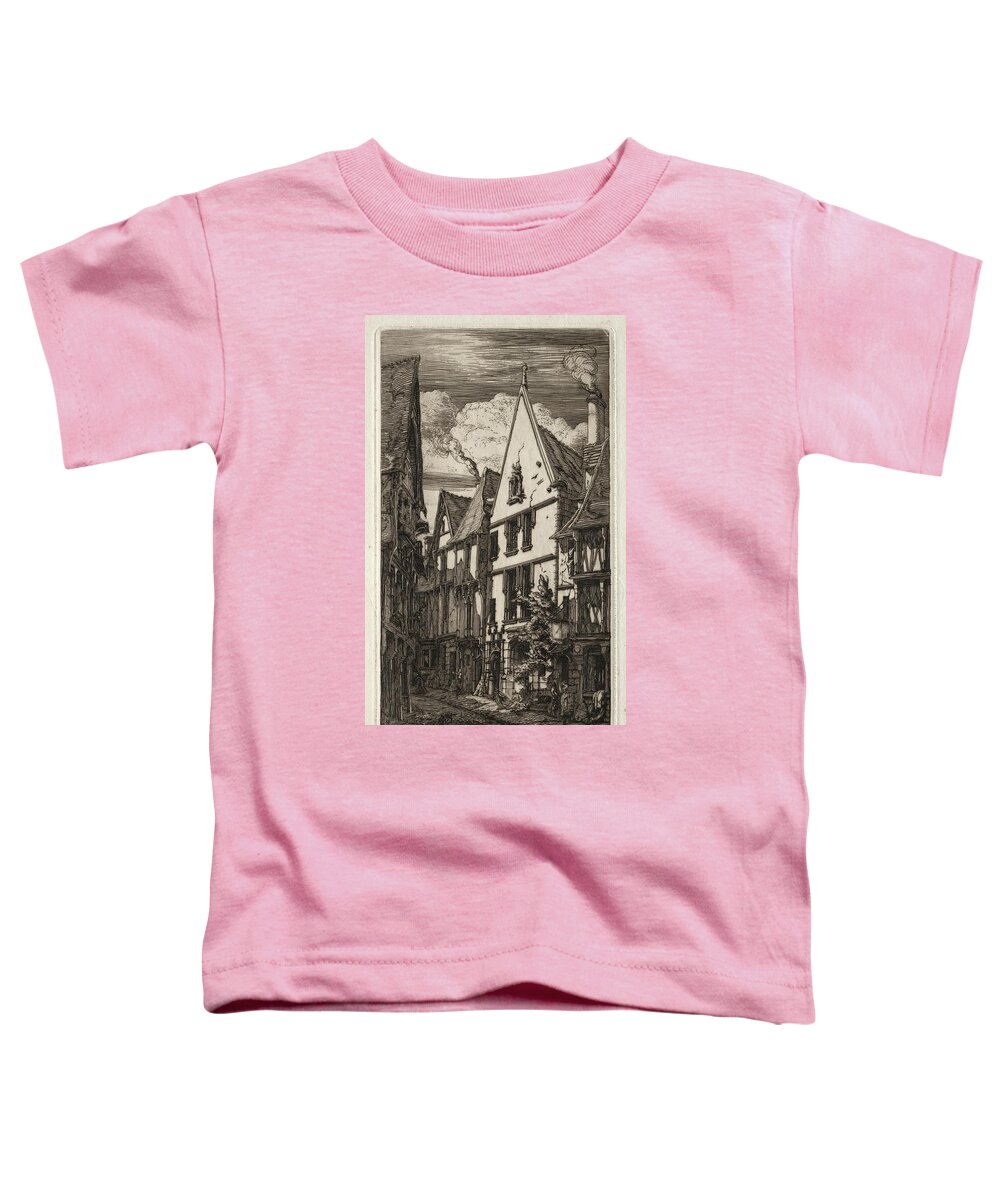 Etchings Of Paris A Bourges 1853 Charles Meryon Background Toddler T-Shirt featuring the painting Etchings of Paris a Bourges 1853 Charles Meryon by MotionAge Designs