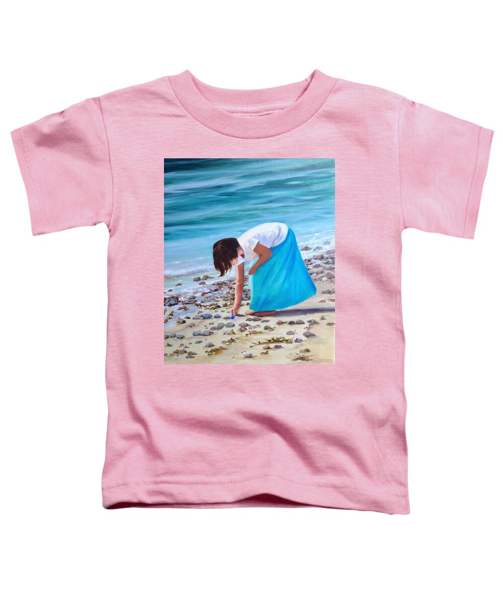 Ocean Toddler T-Shirt featuring the painting Finding Sea Glass by Judy Rixom