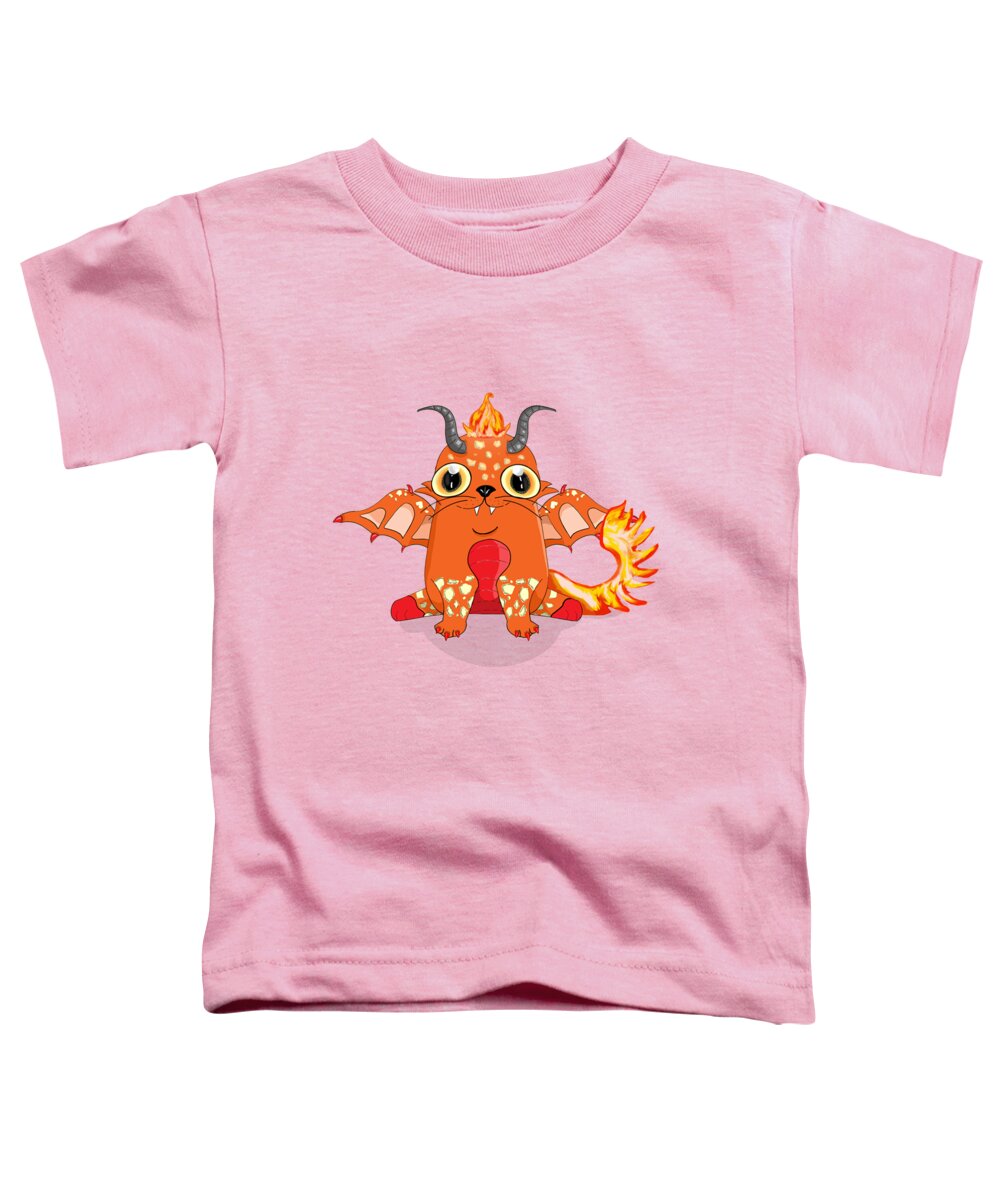Fire Toddler T-Shirt featuring the digital art Fire Dragon Chibi by Rose Lewis