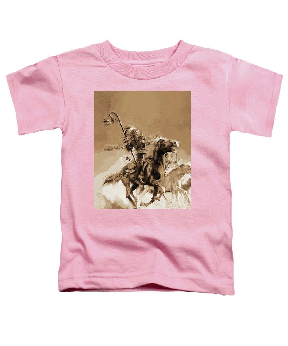 Westcoast Toddler T-Shirt featuring the painting First Americans Fighters sepia by Gull G