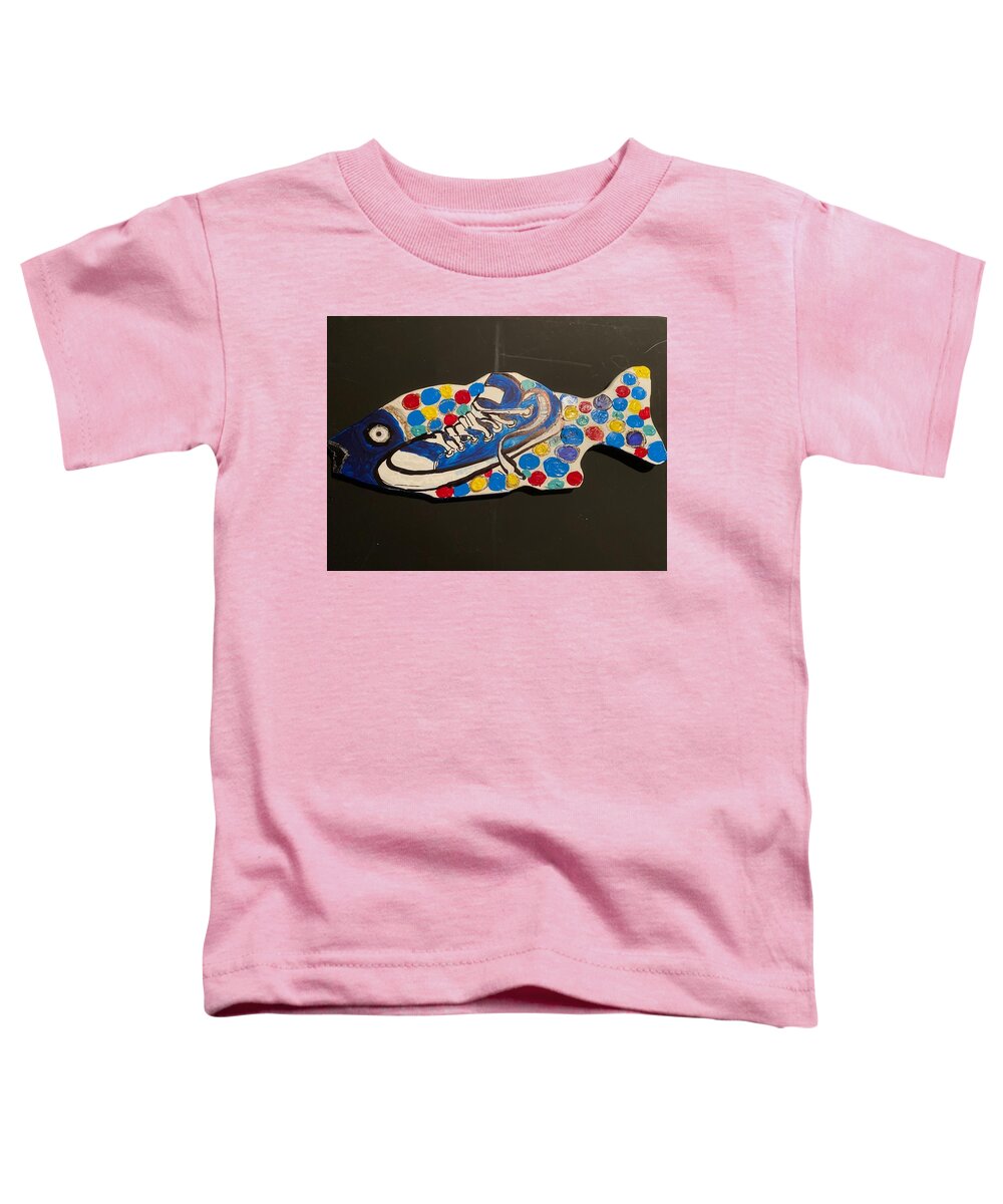  Toddler T-Shirt featuring the mixed media Fish by Angie ONeal