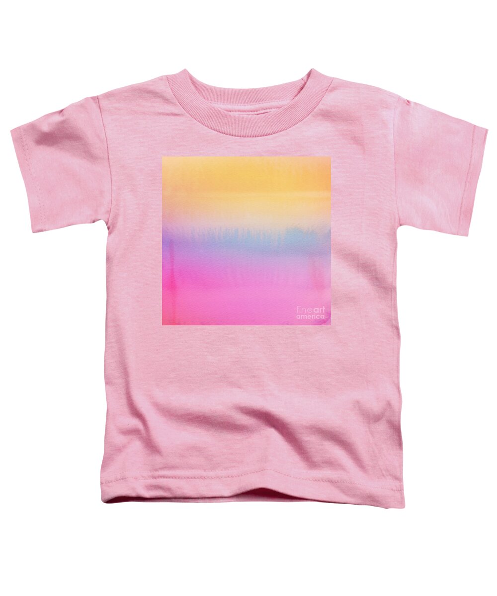 Watercolor Toddler T-Shirt featuring the digital art Flagi - Artistic Colorful Abstract Yellow Pink Watercolor Painting Digital Art by Sambel Pedes