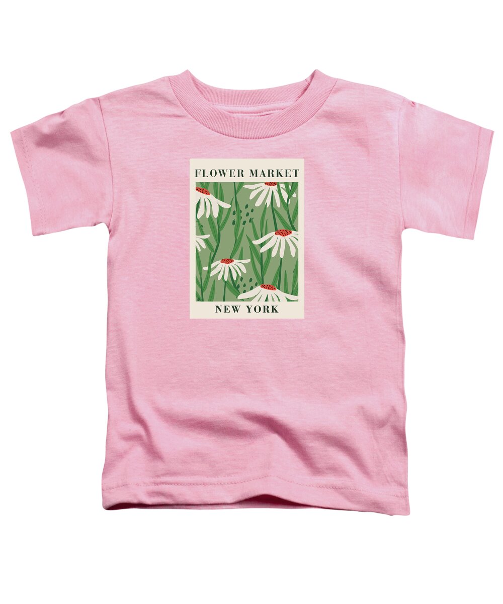 Flower Market Toddler T-Shirt featuring the painting Flower Market New York Retro Botanical by Modern Art