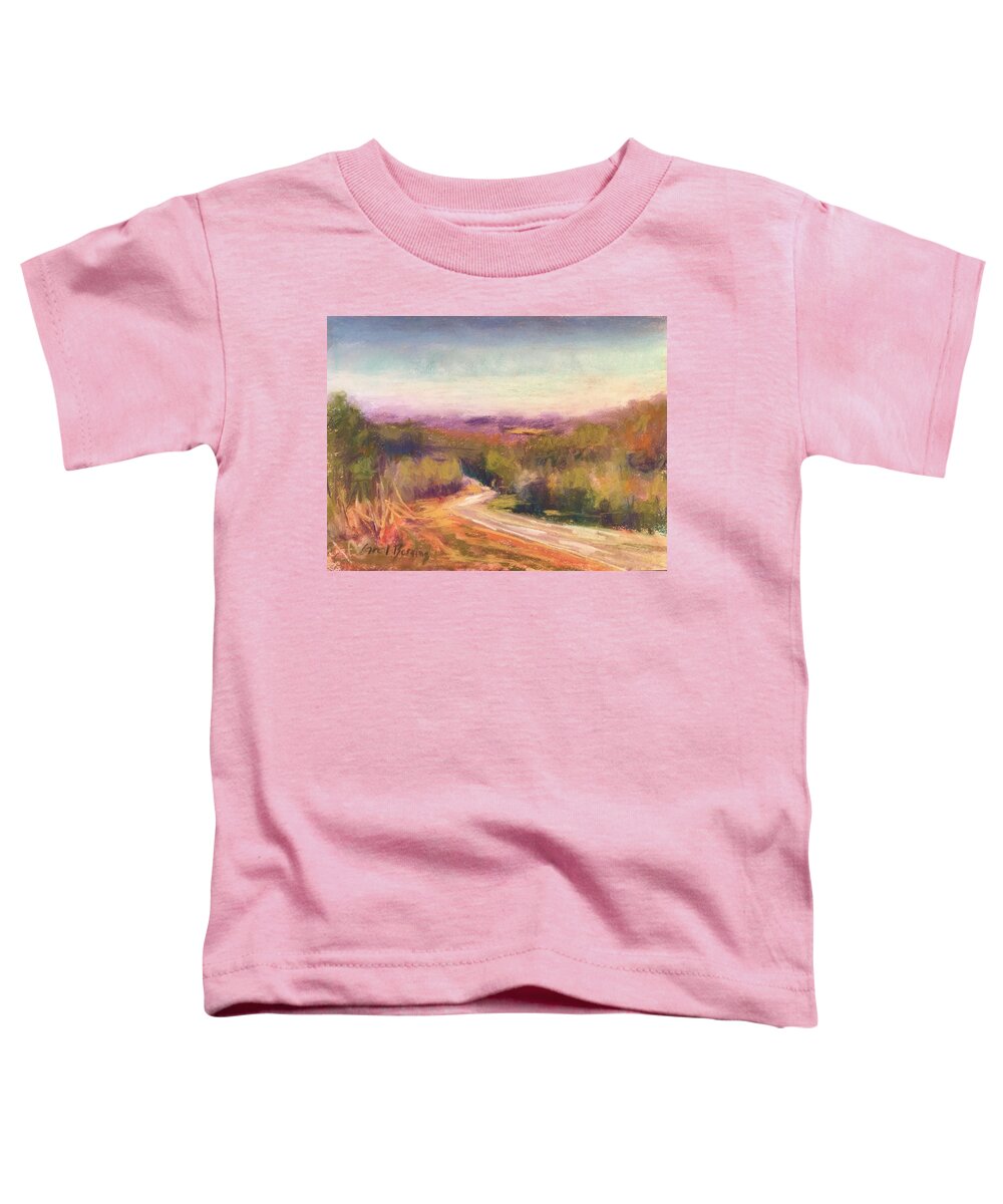 December Toddler T-Shirt featuring the pastel From Peak's Hill in December by Carol Berning