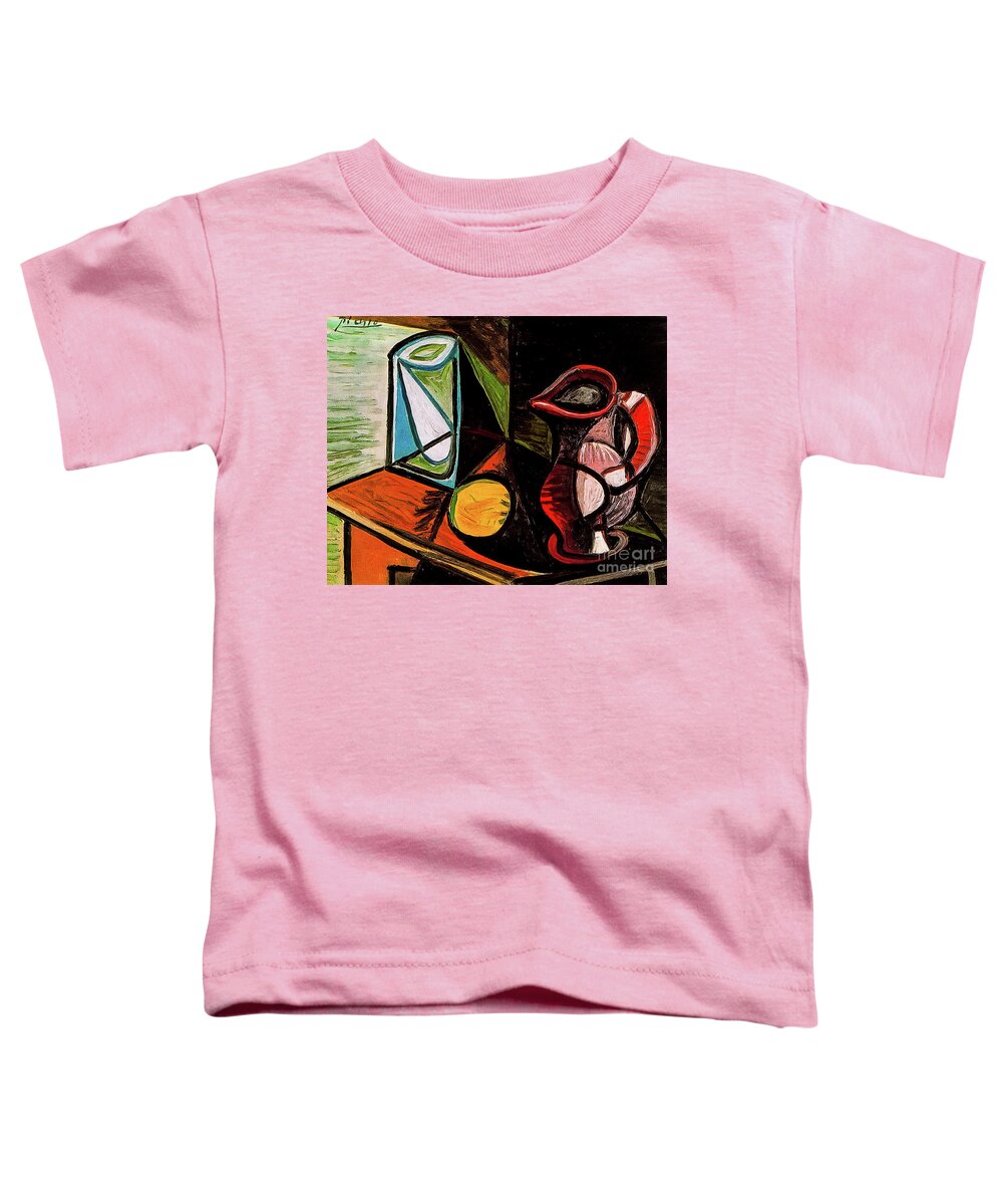 Glass Toddler T-Shirt featuring the painting Glass and Pitcher by Pablo Picasso 1944 by Pablo Picasso