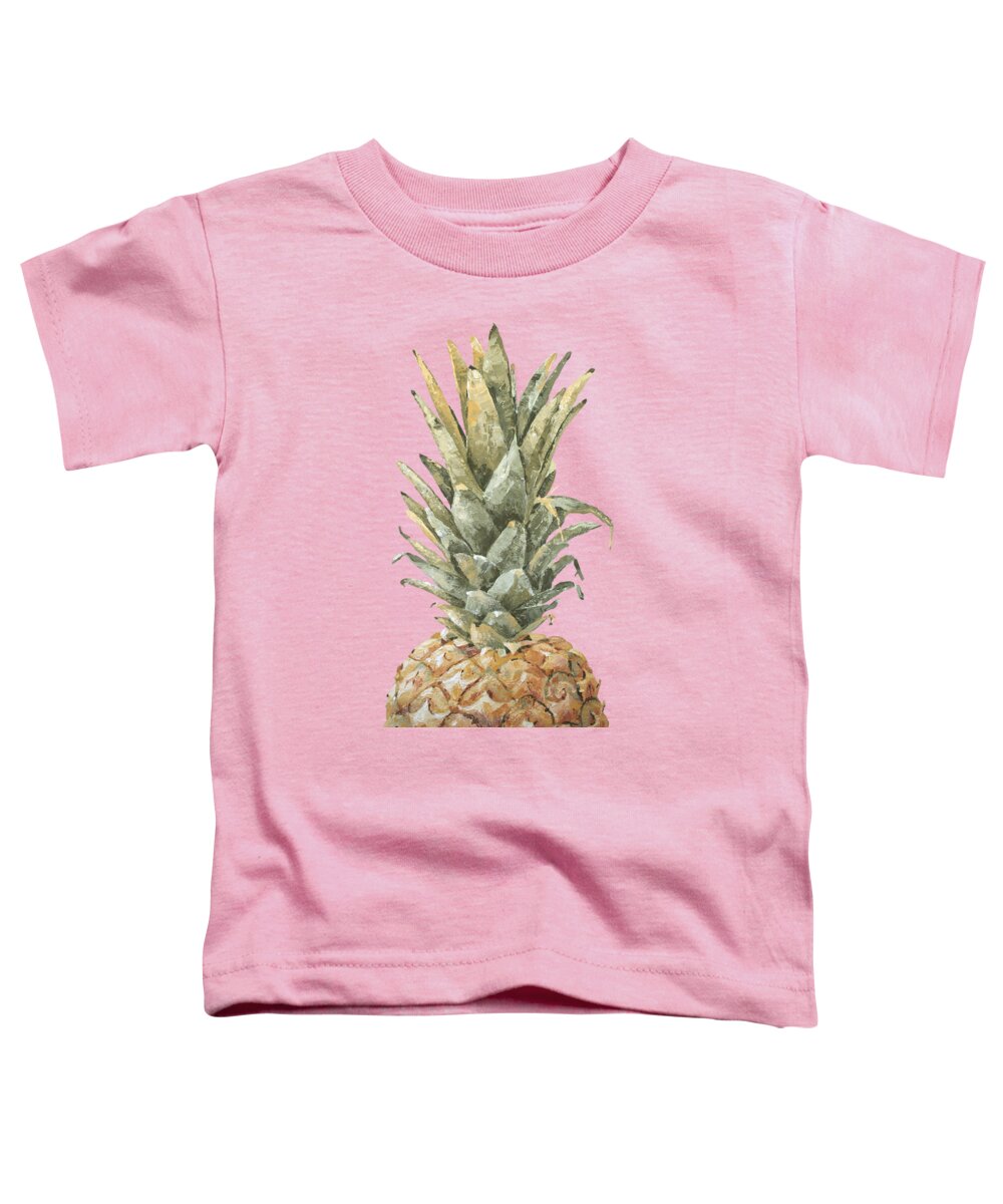 Pineapple Toddler T-Shirt featuring the painting Golden Crown - Pineapple No Background by Annie Troe