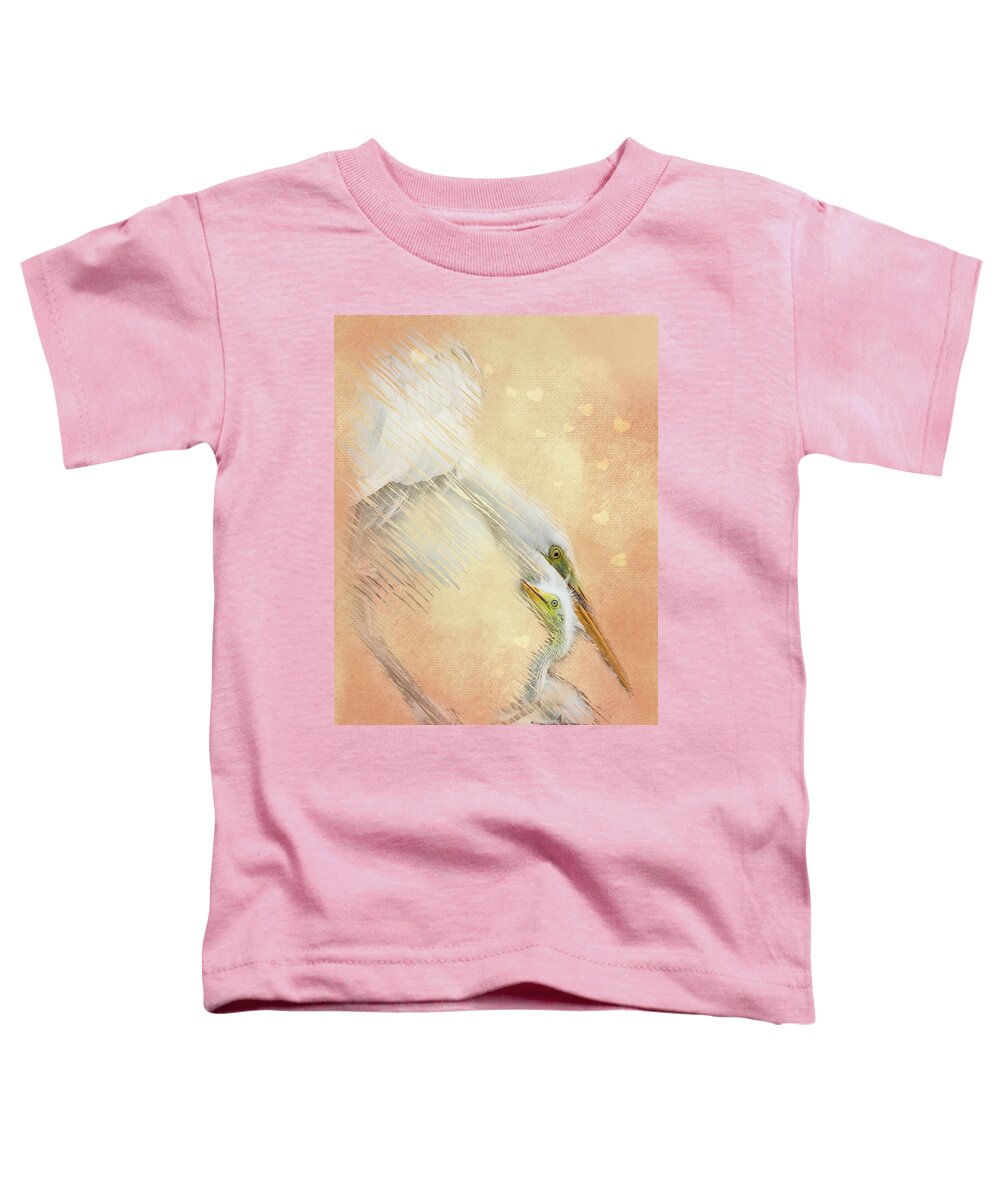 Snowy Egret Toddler T-Shirt featuring the photograph Great White Egret Tenderness by Patti Deters