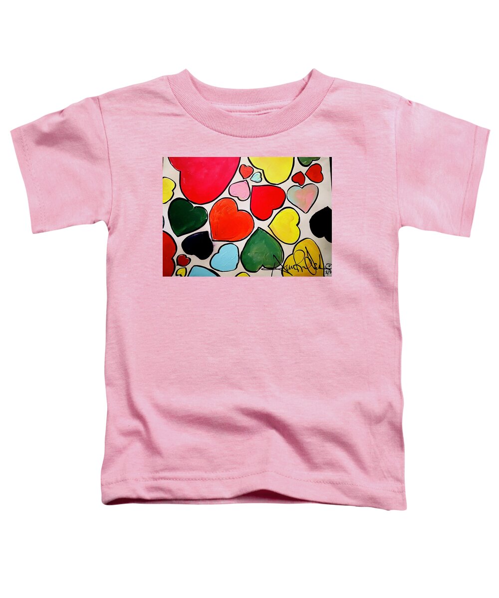  Toddler T-Shirt featuring the painting Hearts by Angie ONeal