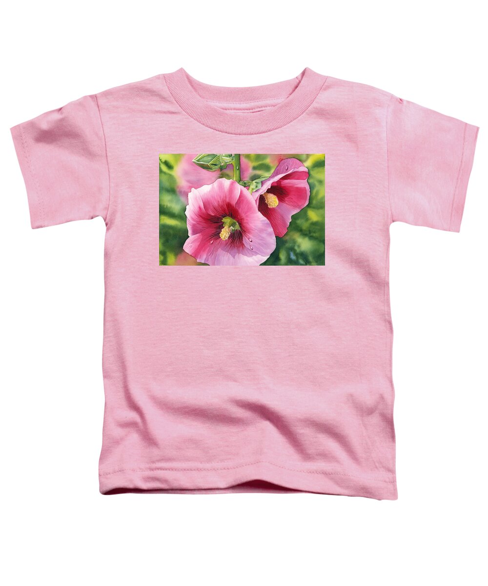 Hollyhock Toddler T-Shirt featuring the painting Hollyhock by Espero Art