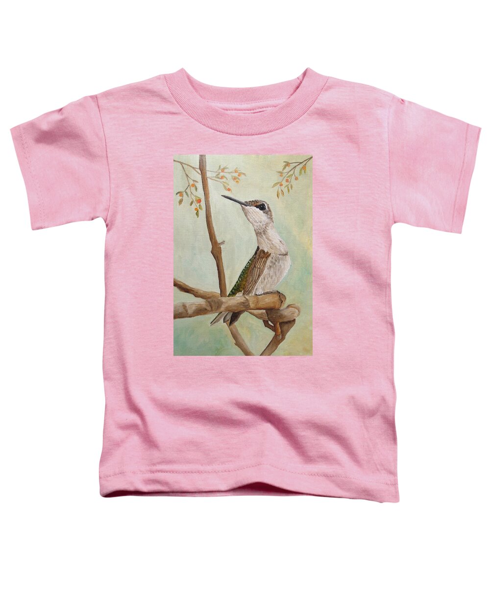 Hummingbird Toddler T-Shirt featuring the painting Oui, C'est Moi by Angeles M Pomata