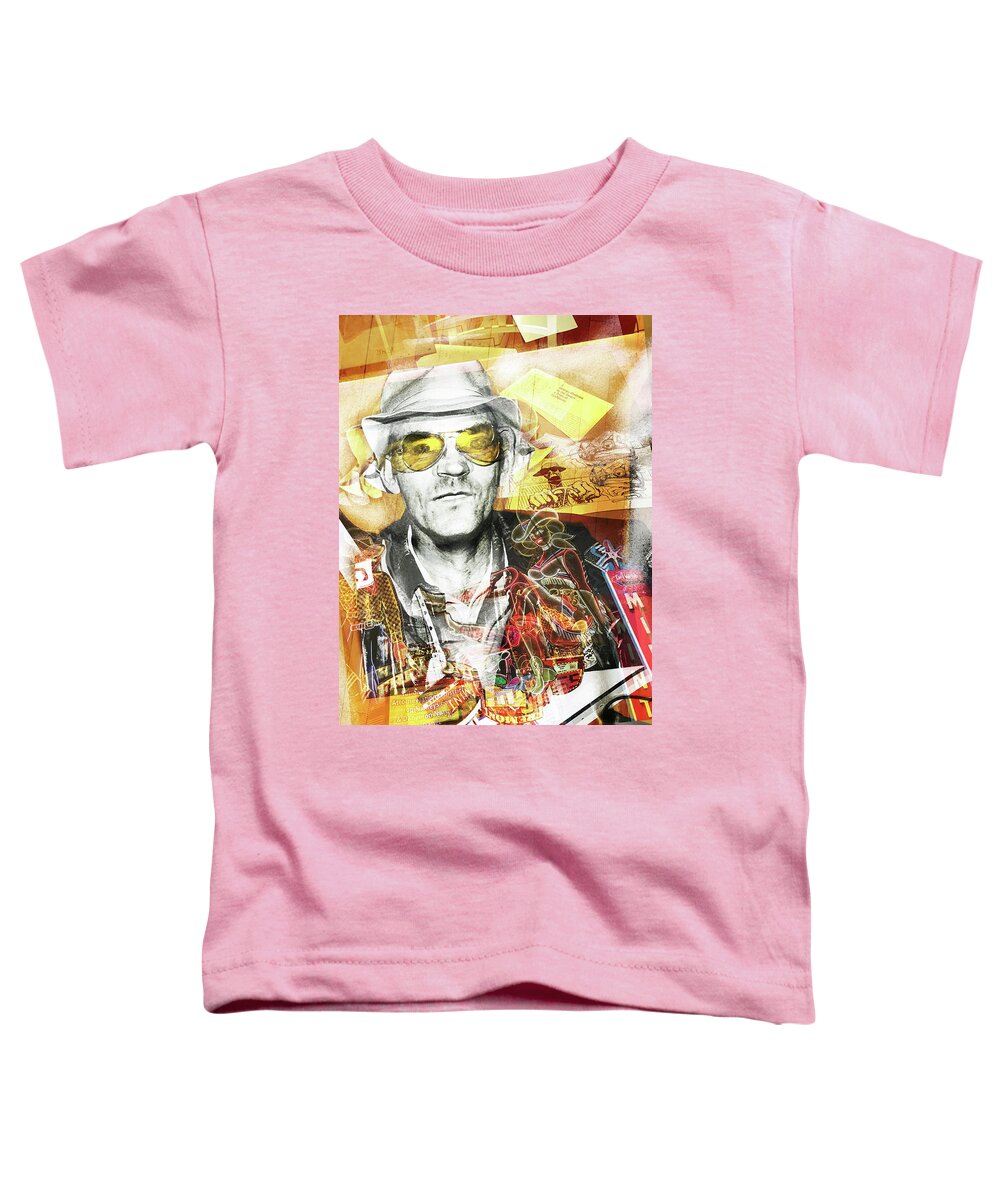 Hunter S. Thompson Toddler T-Shirt featuring the mixed media Hunter S. Thompson by Russell Pierce