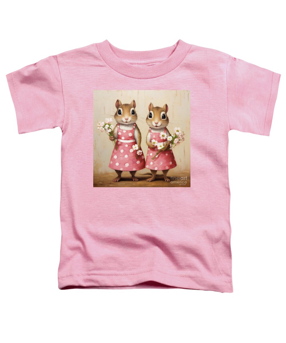 Chipmunks Toddler T-Shirt featuring the painting Jackie And Jocelyn by Tina LeCour