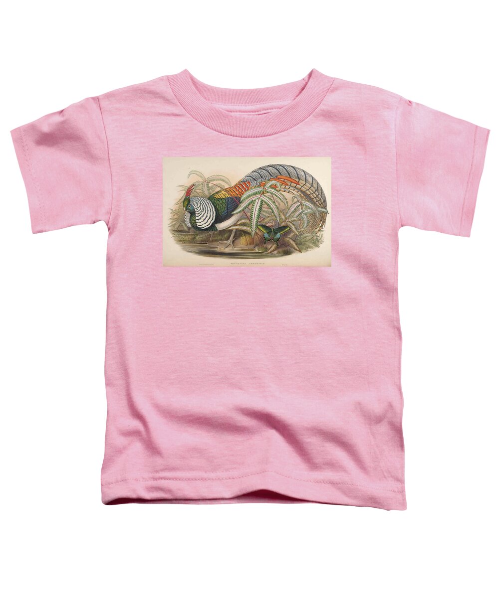 John Toddler T-Shirt featuring the mixed media Lady Amherst's Pheasant by Beautiful Nature Prints