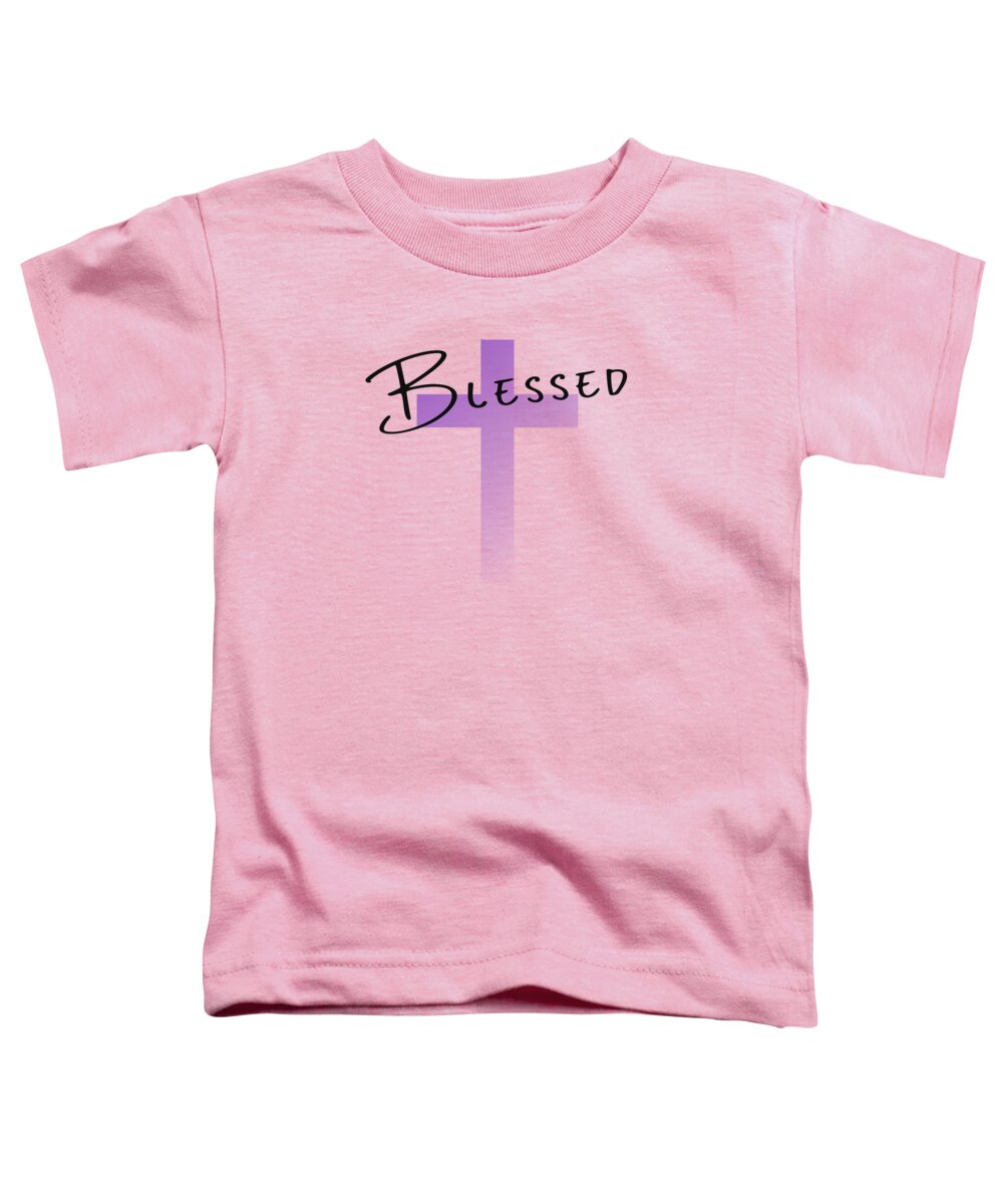 Lavender Easter Cross Toddler T-Shirt featuring the digital art Lavender Easter Cross - Blessed by Bob Pardue