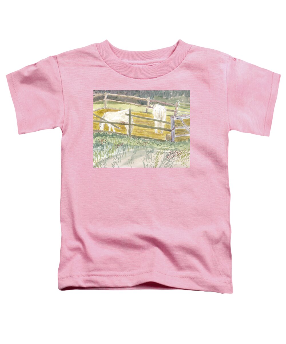Annapolis Toddler T-Shirt featuring the painting Lunchtime for Welsh Ponies by Maryland Outdoor Life