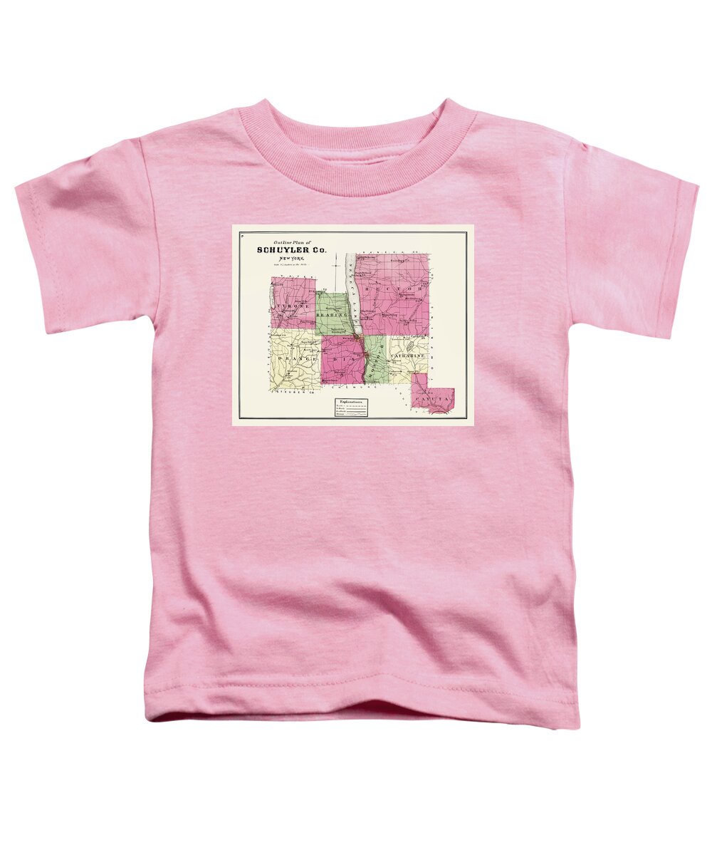 Schuyler County Toddler T-Shirt featuring the photograph Map of Schuyler County NY 1874 by Phil Cardamone