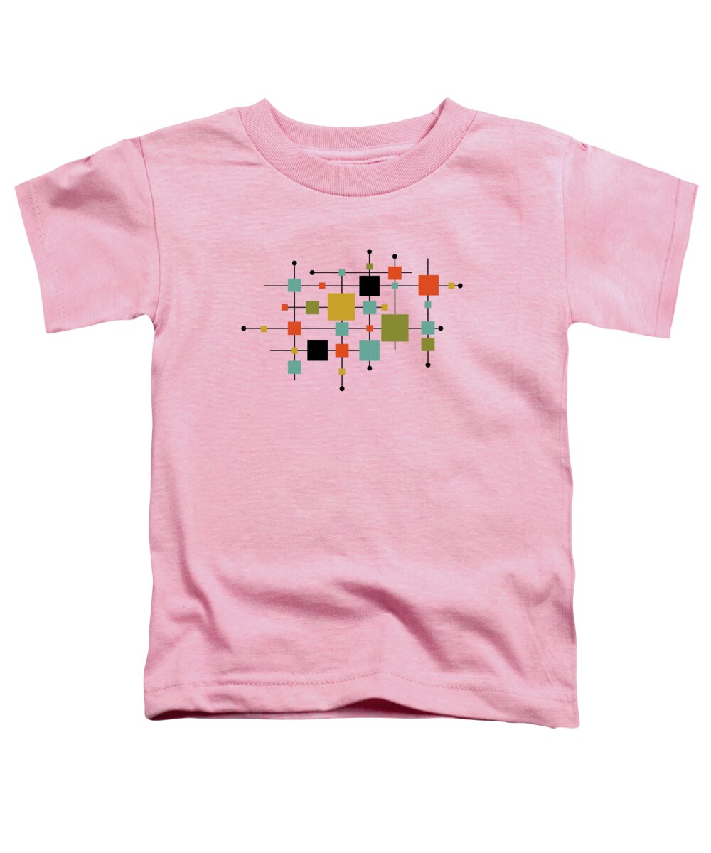 Mid Century Toddler T-Shirt featuring the digital art Mid century squares abstract by Delphimages Photo Creations