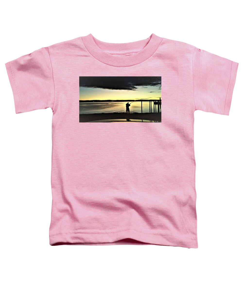Fisherman Toddler T-Shirt featuring the photograph Morning Cast by Irene Czys