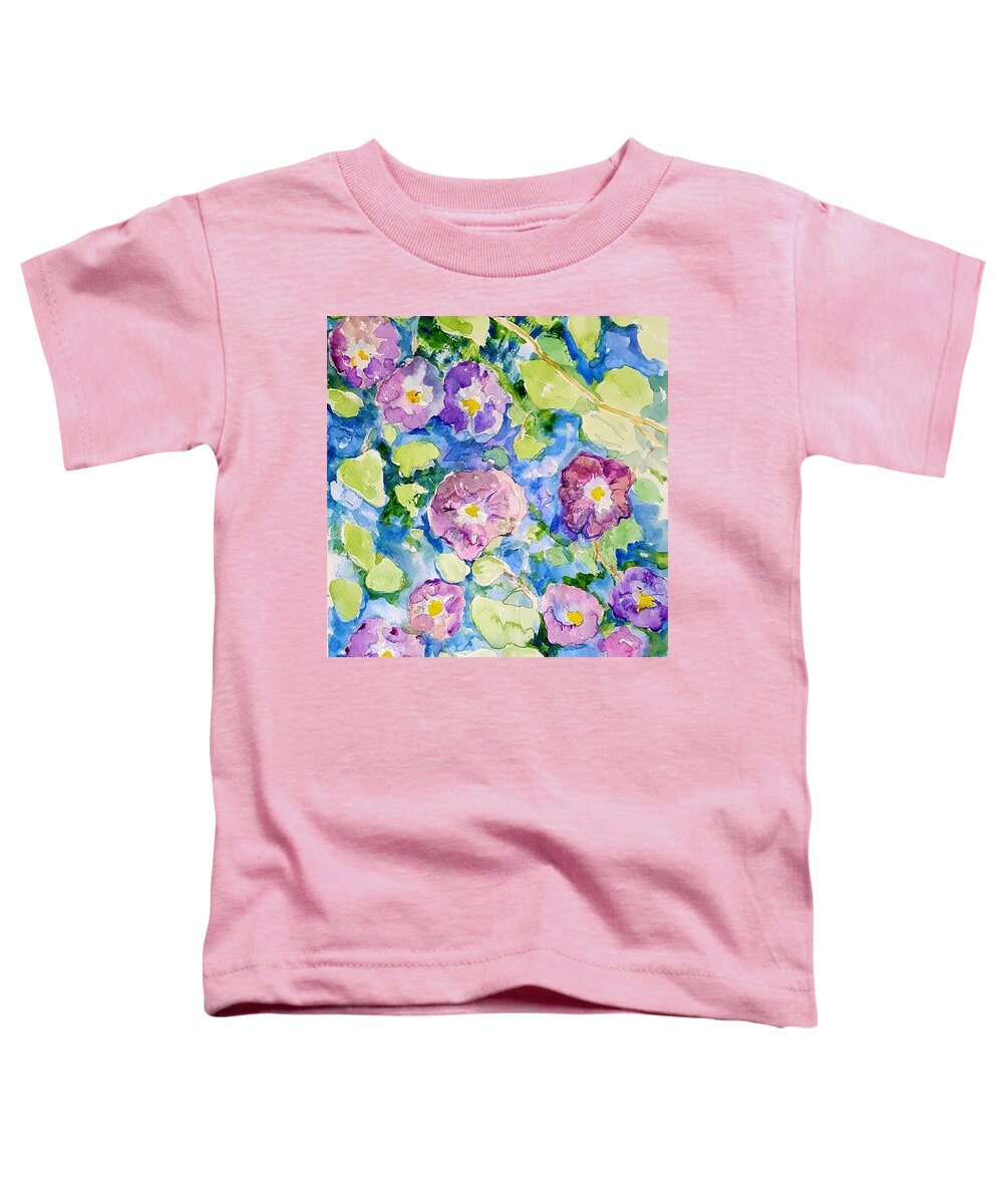 Gardens Toddler T-Shirt featuring the painting Morning Glories #2 by Julie TuckerDemps