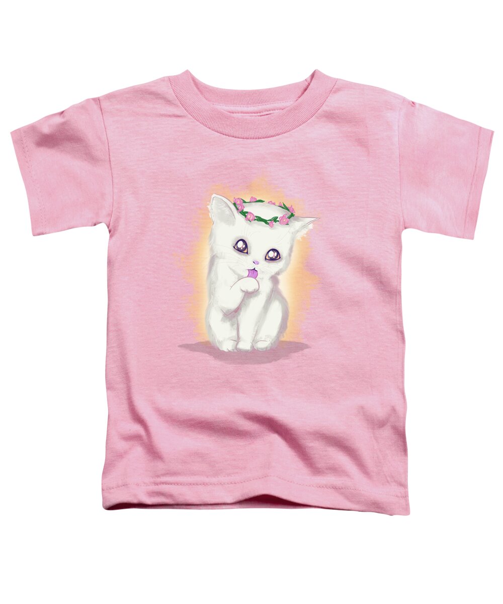 Kitty Toddler T-Shirt featuring the drawing New Queen by Ludwig Van Bacon