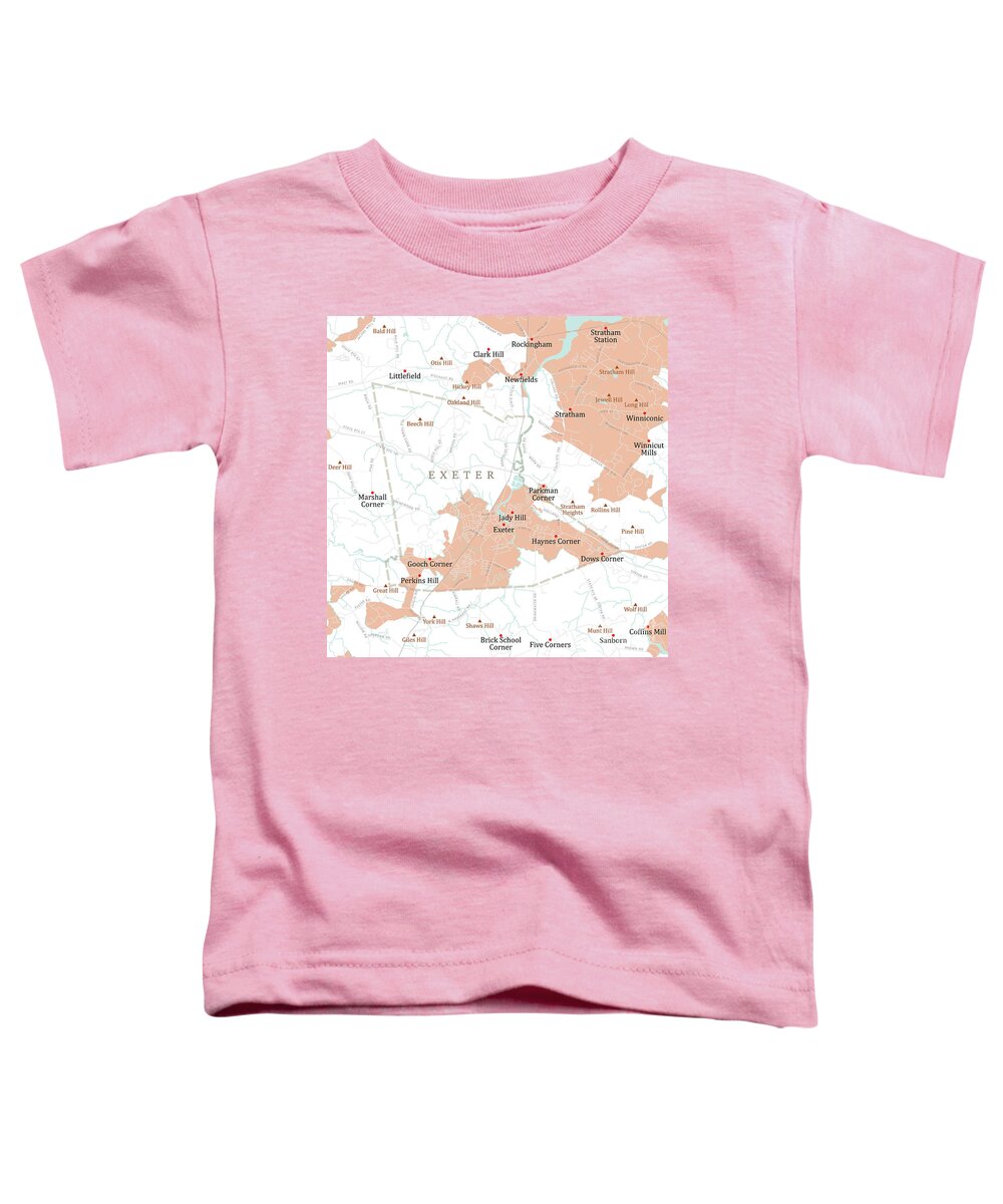 New Hampshire Toddler T-Shirt featuring the digital art NH Rockingham Exeter Vector Road Map by Frank Ramspott