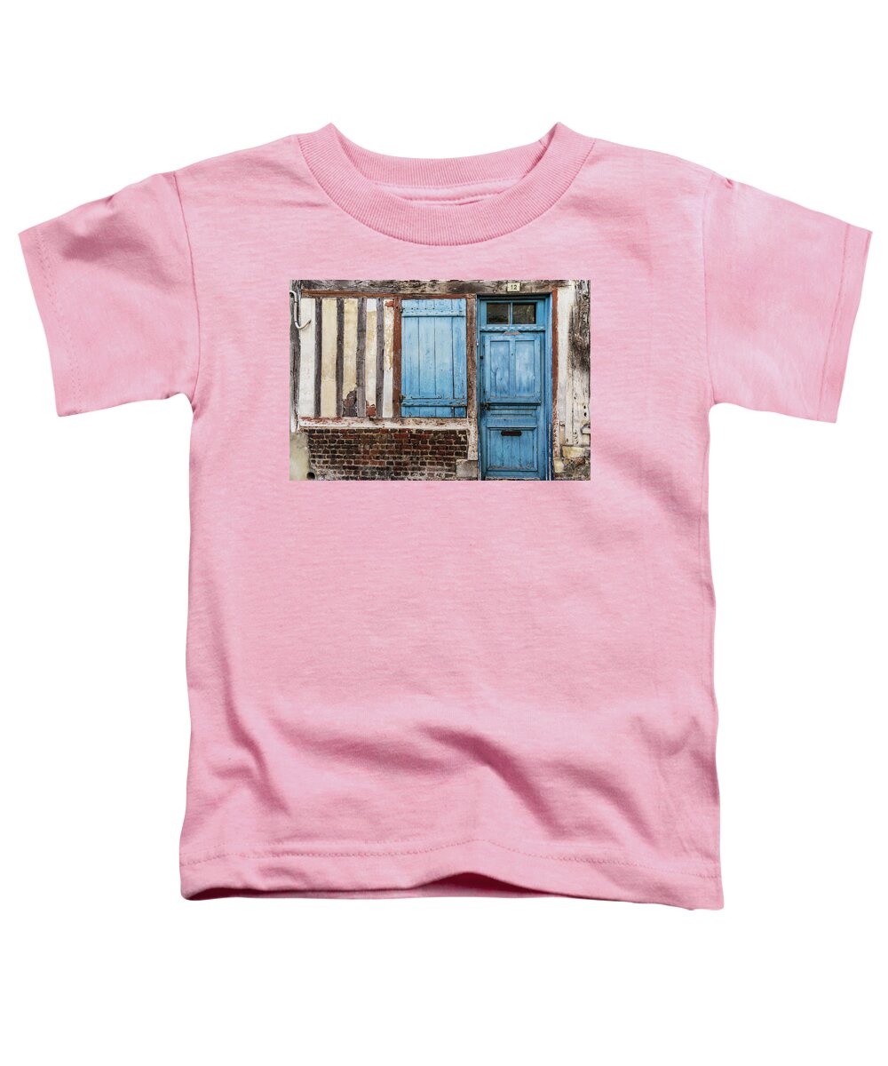 Blue Toddler T-Shirt featuring the photograph Old building with blue door and window by Fabiano Di Paolo