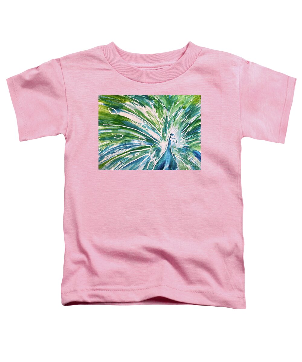 Louisiana Art Toddler T-Shirt featuring the painting Peacock for Mom by Francelle Theriot