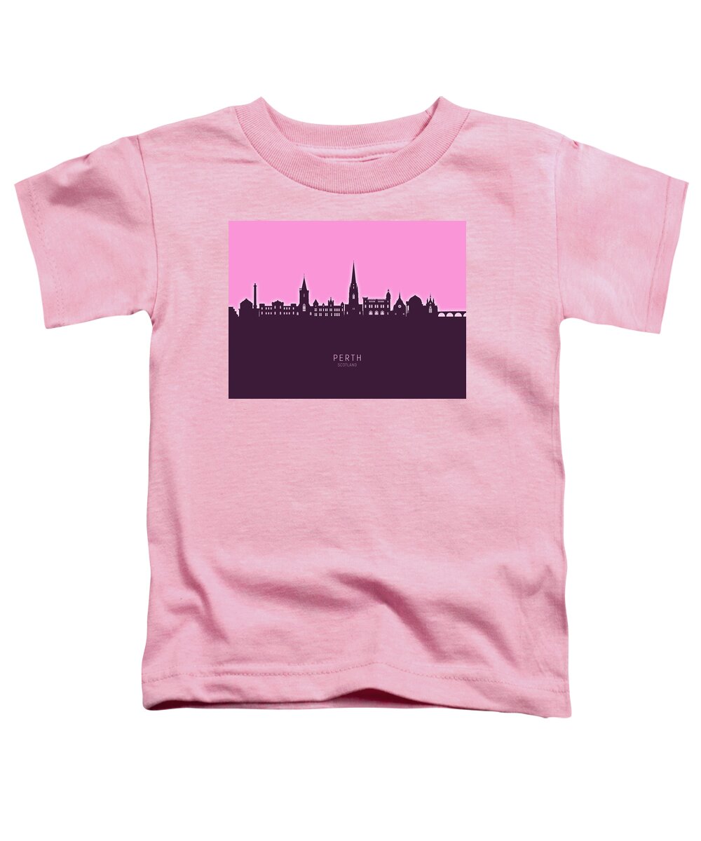 Perth Toddler T-Shirt featuring the digital art Perth Scotland Skyline #69 by Michael Tompsett