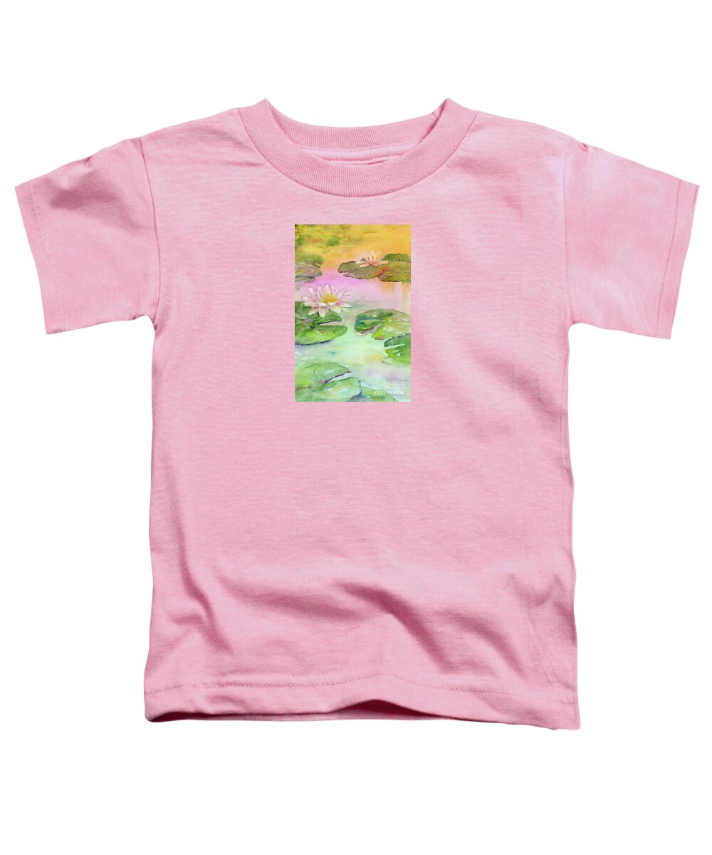 Lotus Blossom Toddler T-Shirt featuring the painting Pink Pond by Amy Kirkpatrick