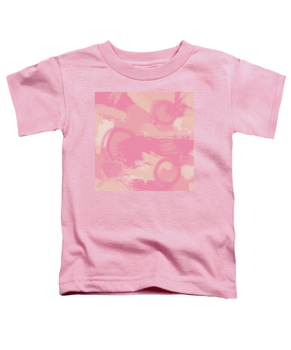 Pink Splatter Toddler T-Shirt featuring the painting Pink Splatter by Nancy Merkle