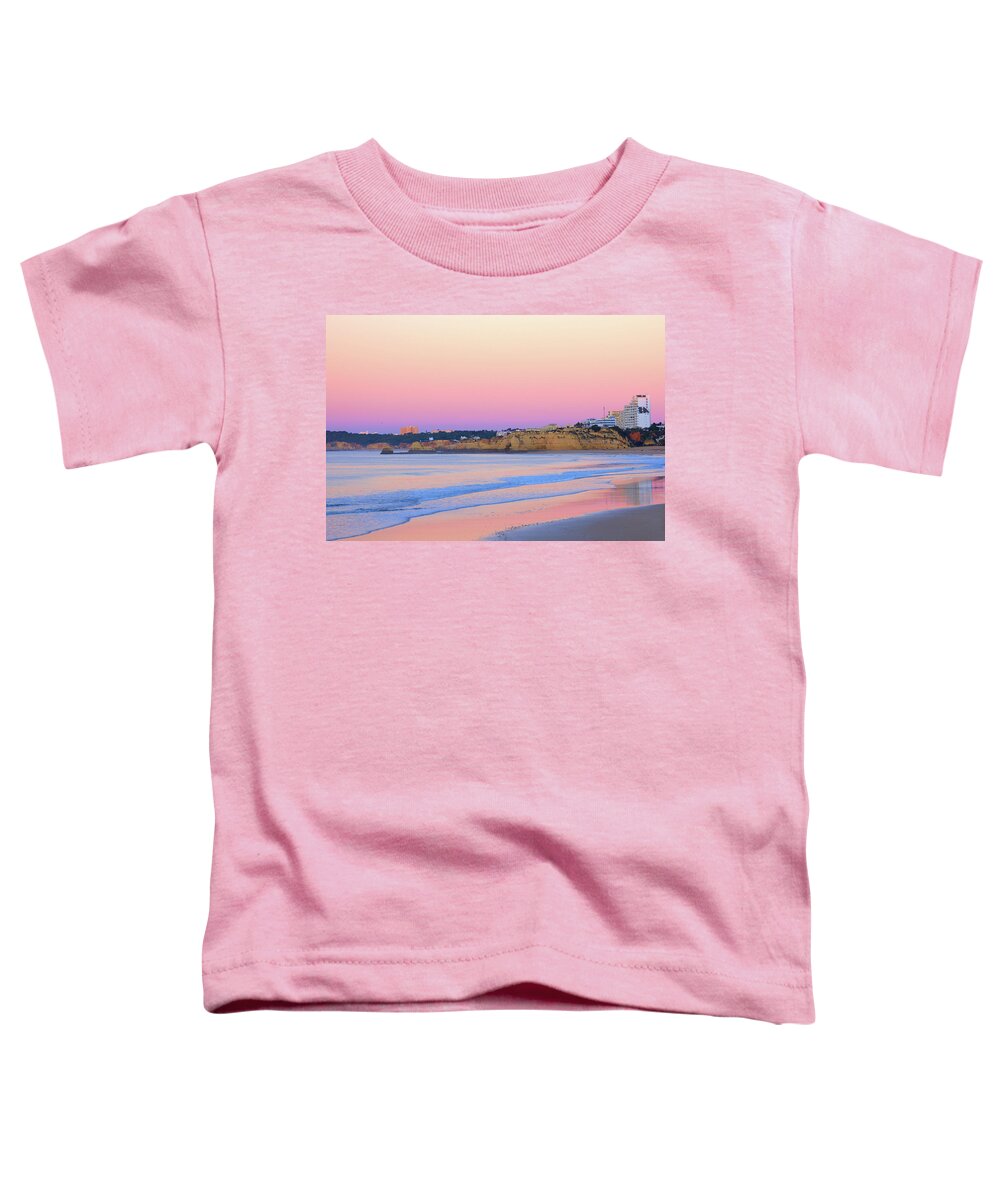 Portugal Toddler T-Shirt featuring the photograph Pink Sunrise over Portimao by Jeremy Hayden
