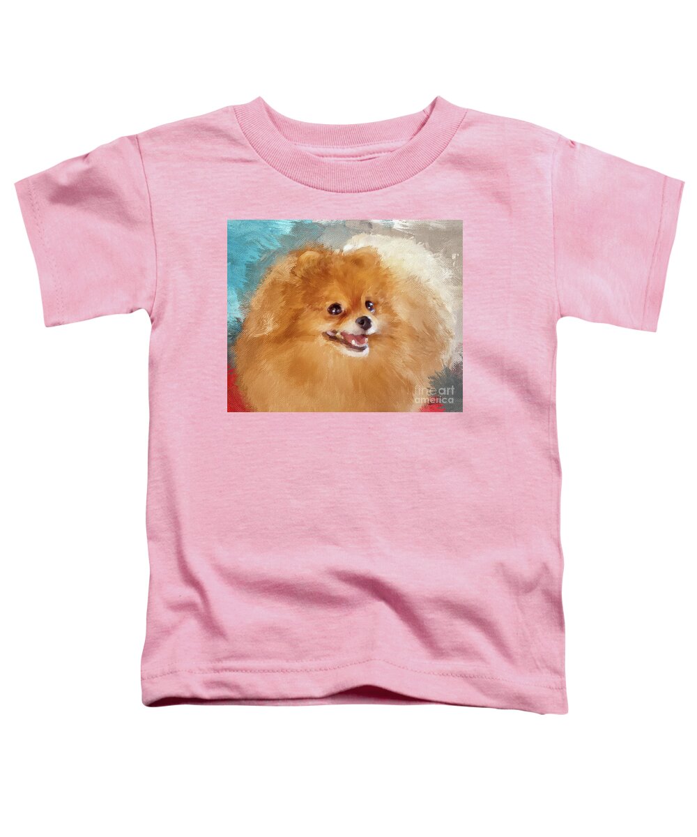 Dog Toddler T-Shirt featuring the digital art Red Carpet Pomeranian by Lois Bryan