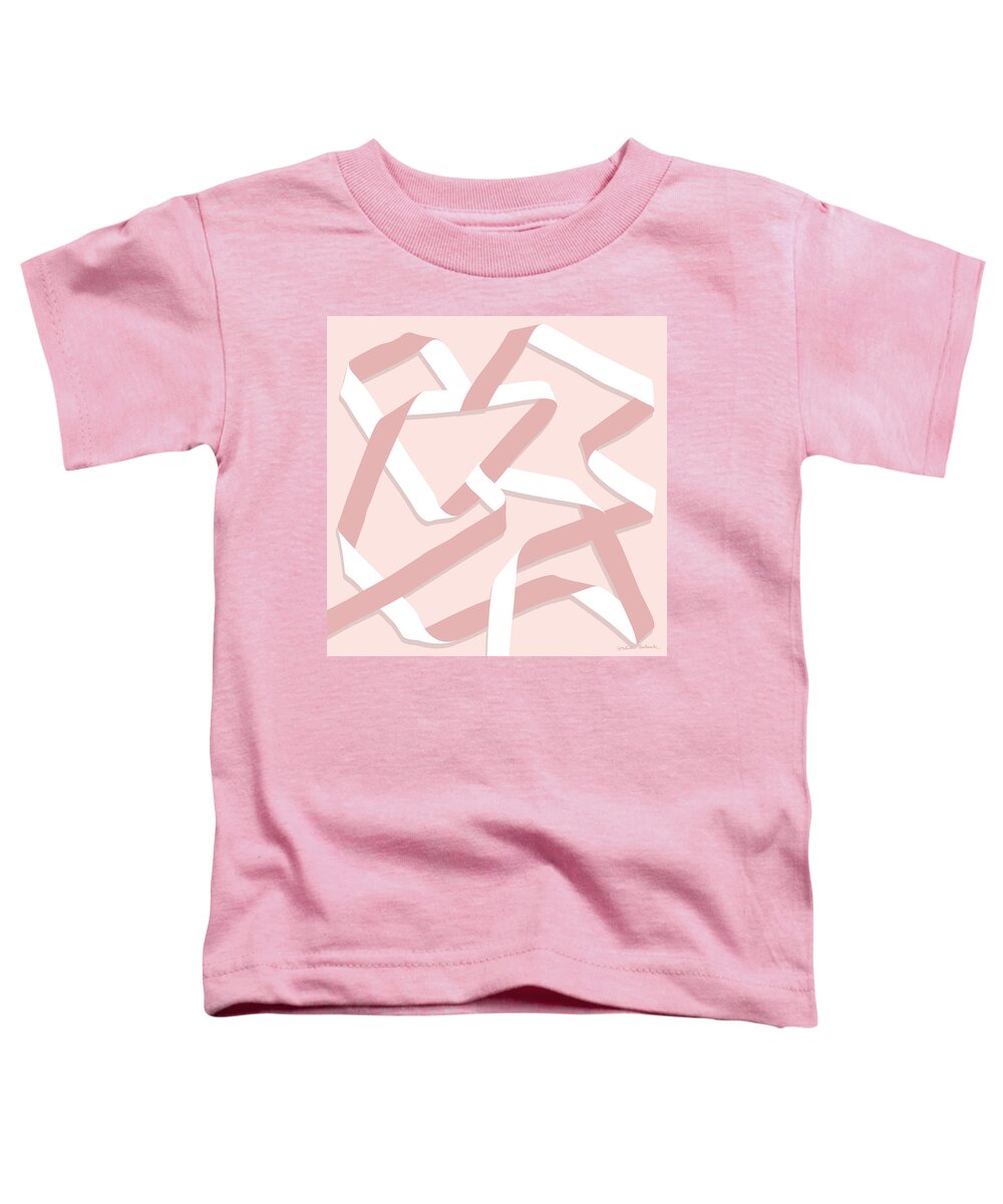 Nikita Coulombe Toddler T-Shirt featuring the painting Ribbon 12 in blush by Nikita Coulombe