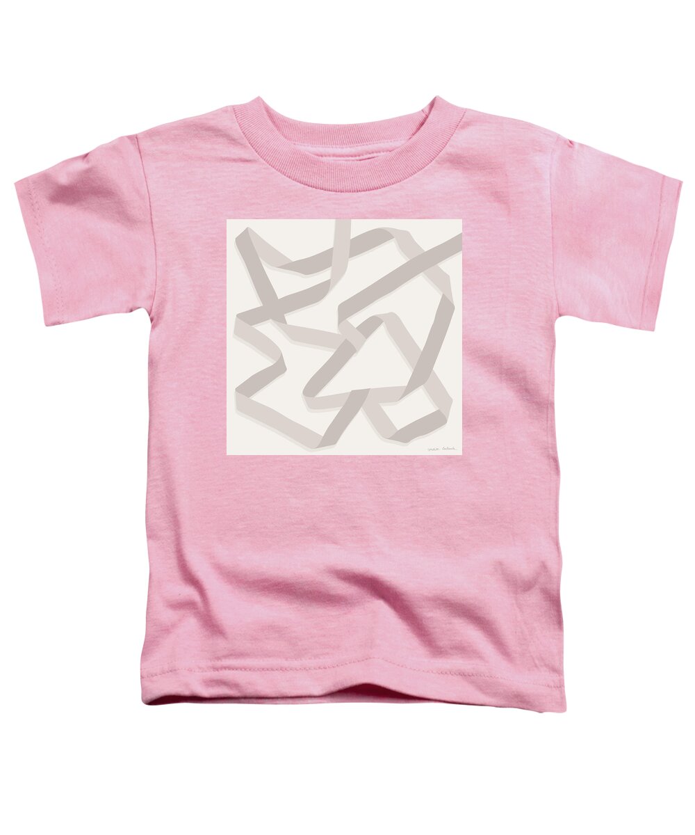 Nikita Coulombe Toddler T-Shirt featuring the painting Ribbon 13 in greige by Nikita Coulombe