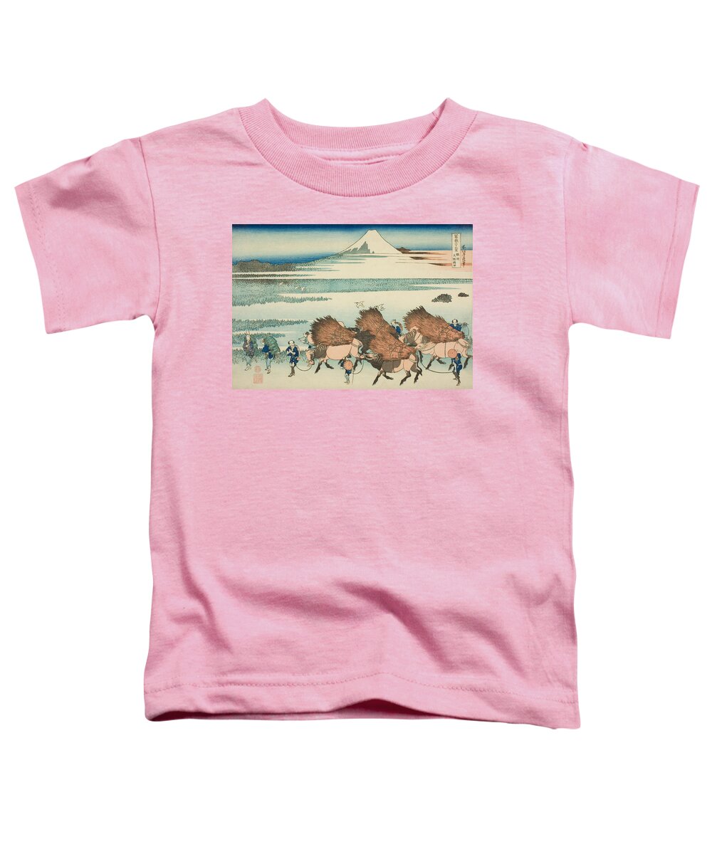 19th Century Art Toddler T-Shirt featuring the relief Rice Paddies at Ono in Suruga Province, from the series Thirty-Six Views of Mount Fuji by Katsushika Hokusai