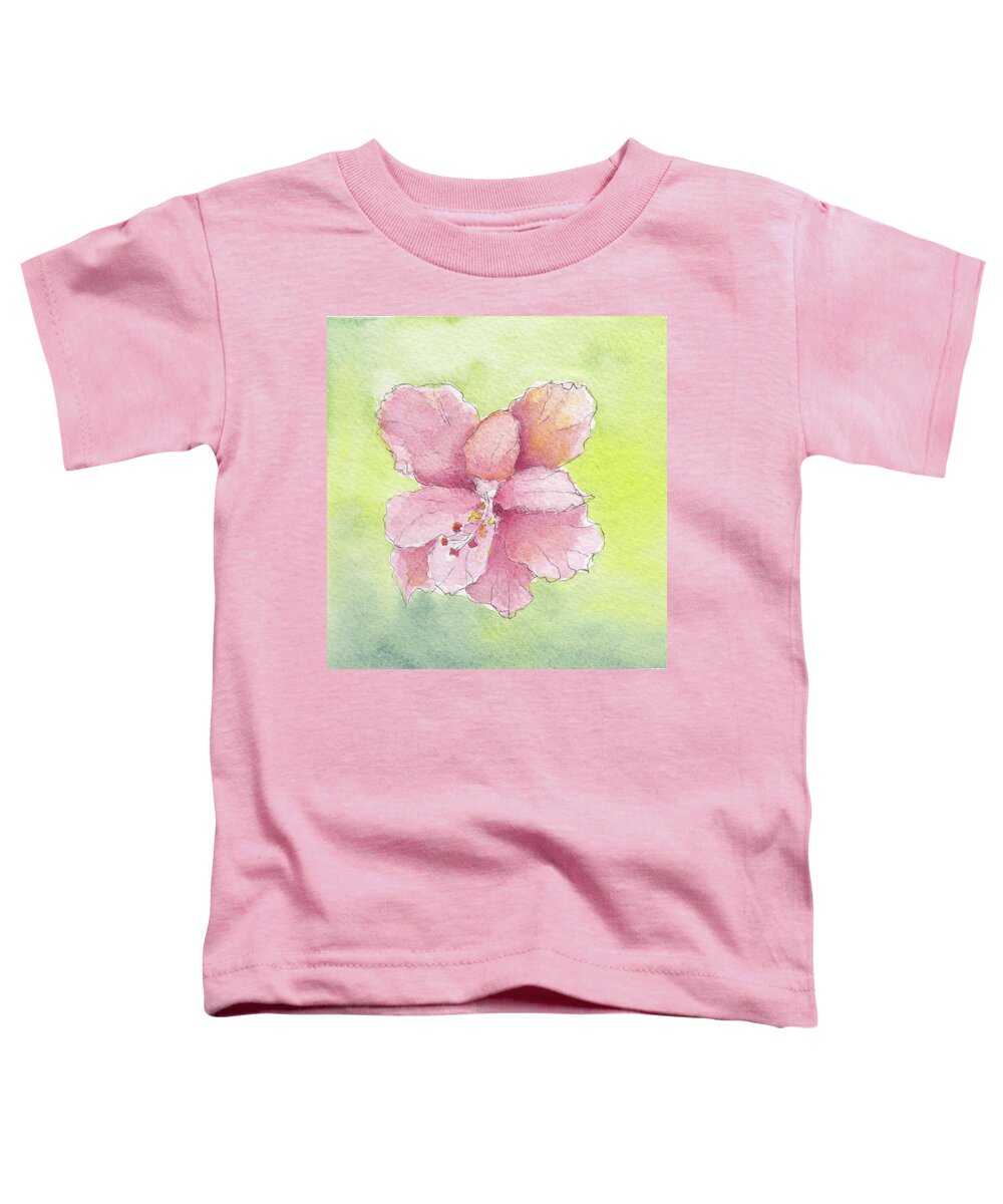 Hibiscus Toddler T-Shirt featuring the painting Ruffled Hibiscus #2 by Anne Katzeff