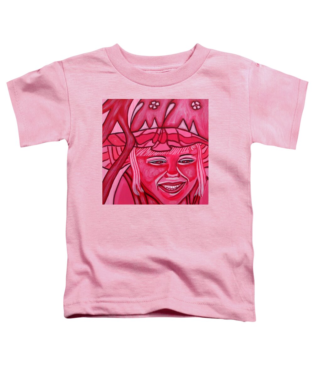  Toddler T-Shirt featuring the painting Shades of Laughter Red by Sandra Marie Adams