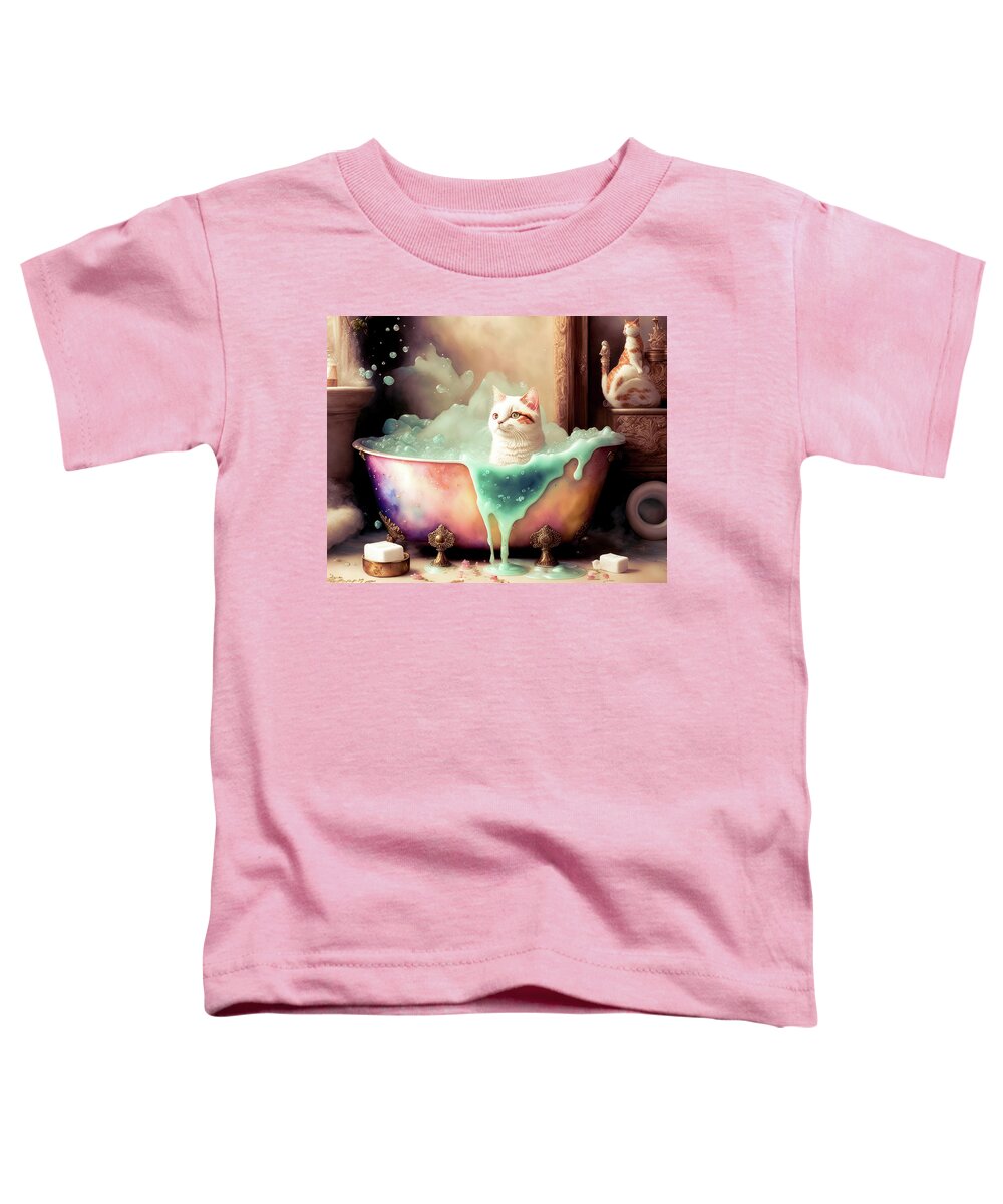 Cat Toddler T-Shirt featuring the painting Soap Suds by Bob Orsillo