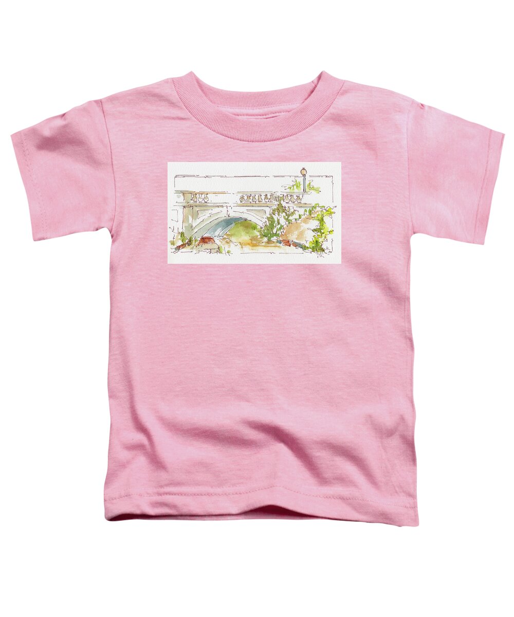 Impressionism Toddler T-Shirt featuring the painting Spadina Crescent Bridge Saskatoon.2 by Pat Katz