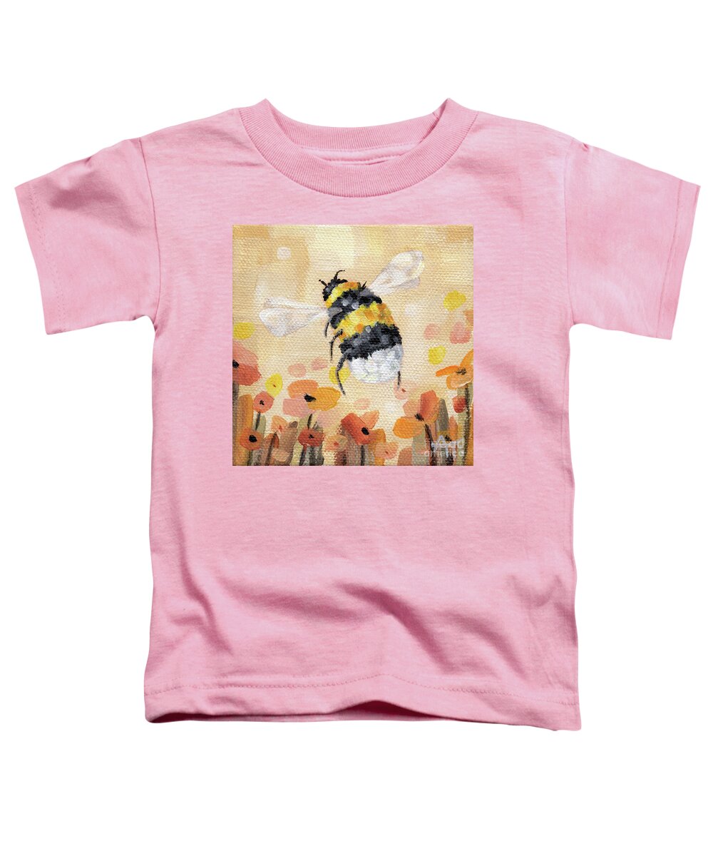 Flowers Toddler T-Shirt featuring the painting Summer Sun - Bumblebee Painting by Annie Troe