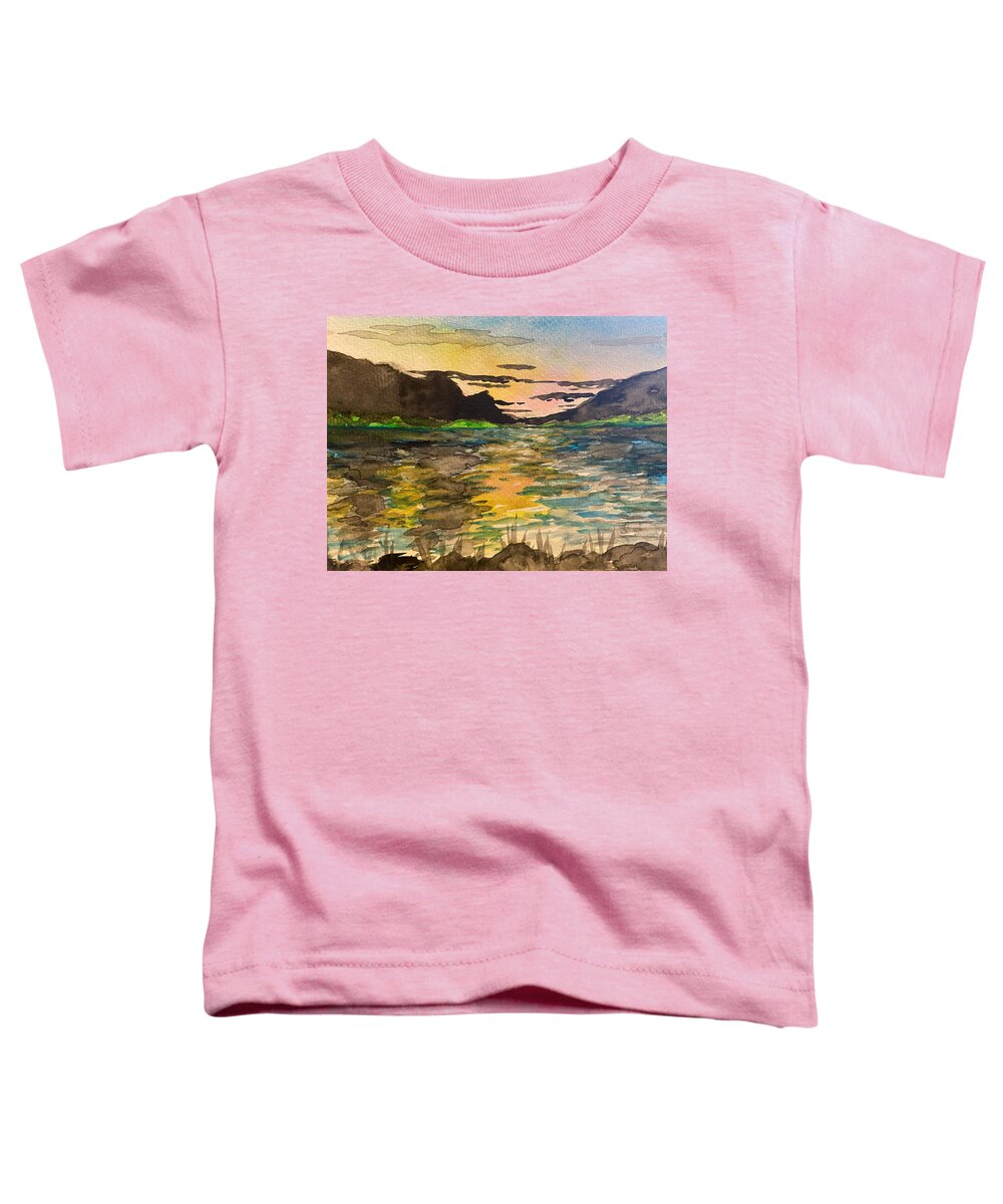 Sunset Toddler T-Shirt featuring the painting Sunset at Bristol Lake by Larry Whitler