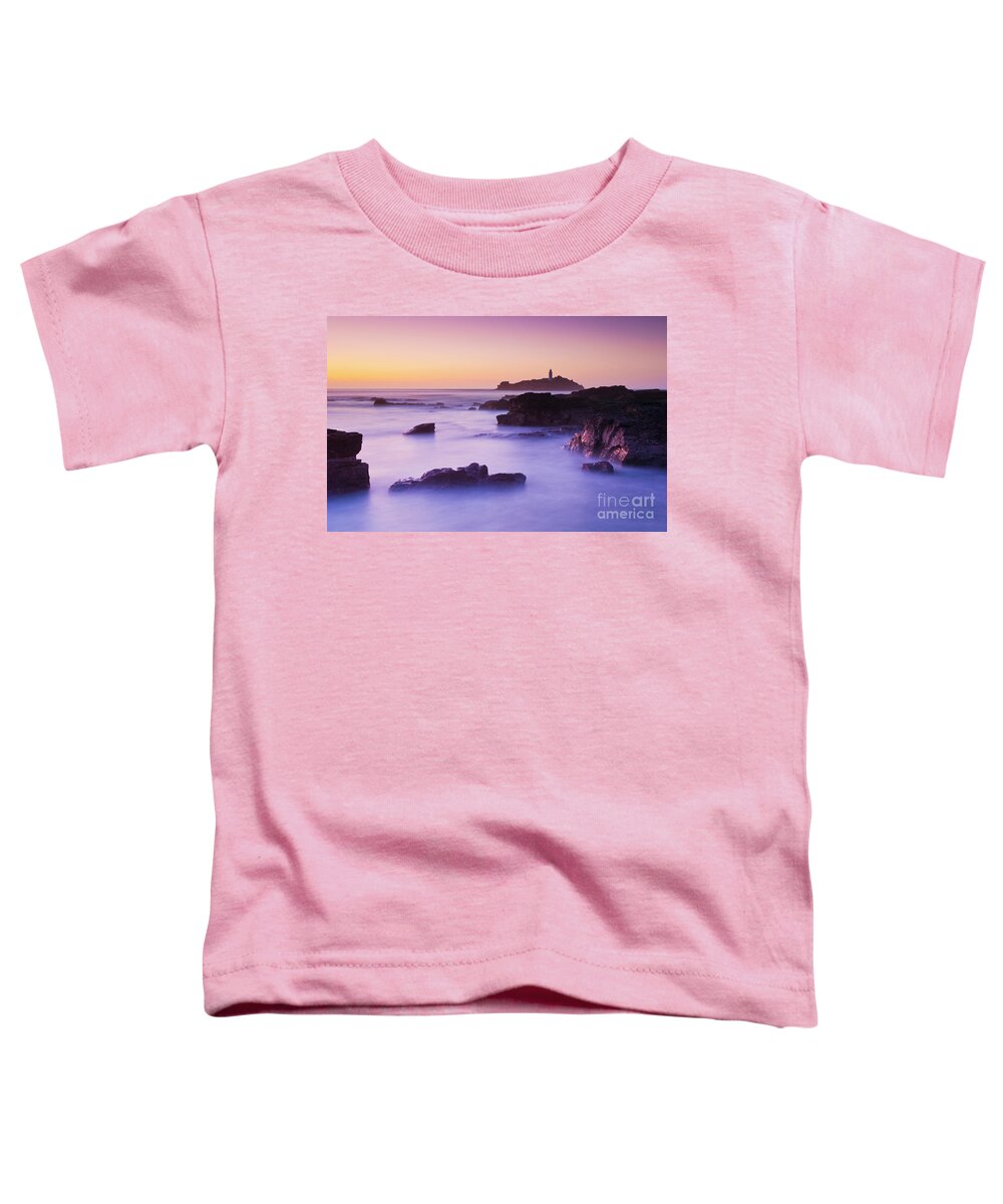 Godrevy Lighthouse Cornwall Toddler T-Shirt featuring the photograph Sunset at Godrevy lighthouse, Cornwall, England by Neale And Judith Clark