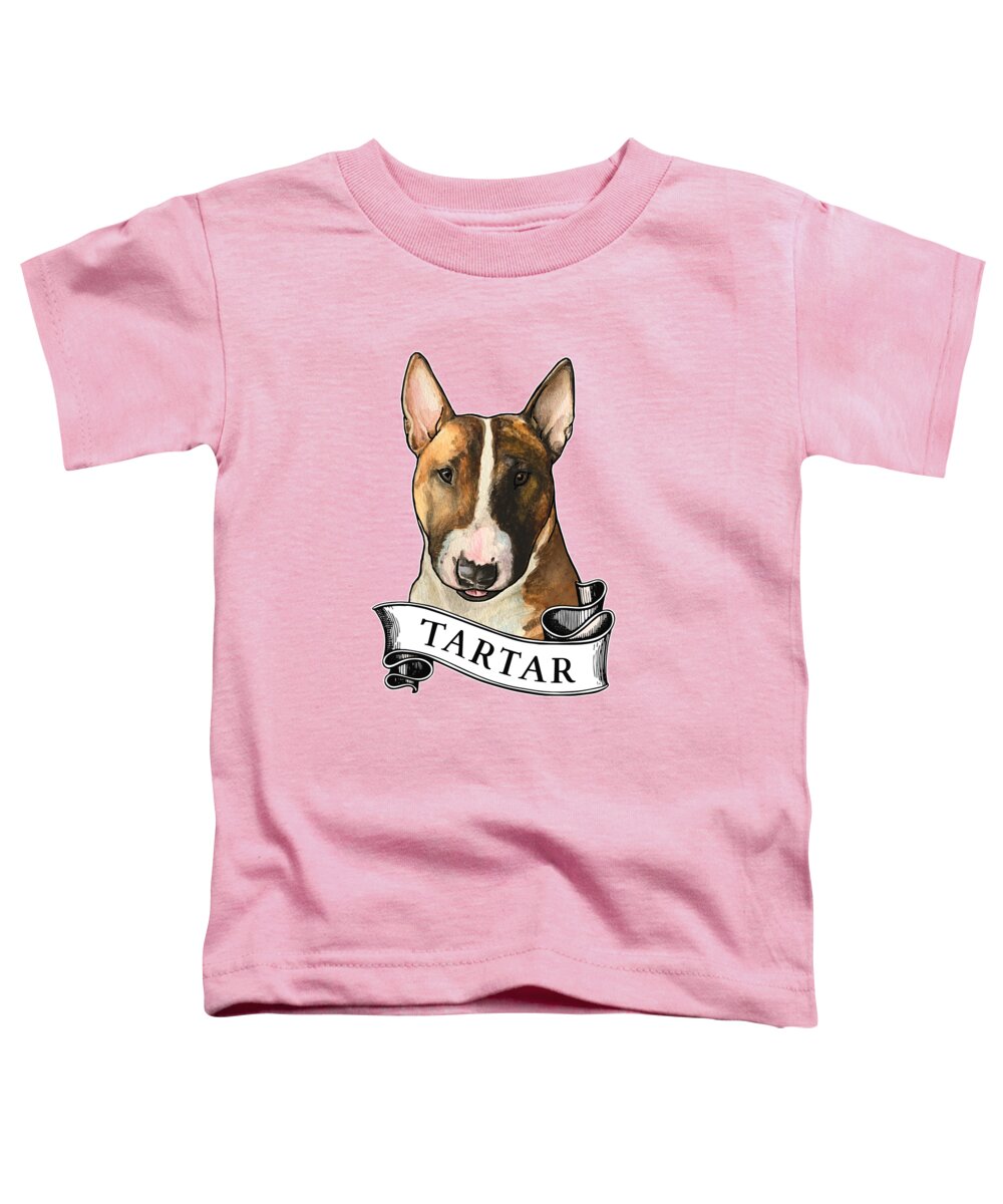 Bull Terrier Toddler T-Shirt featuring the painting Tartar Bull Terrier by Jindra Noewi