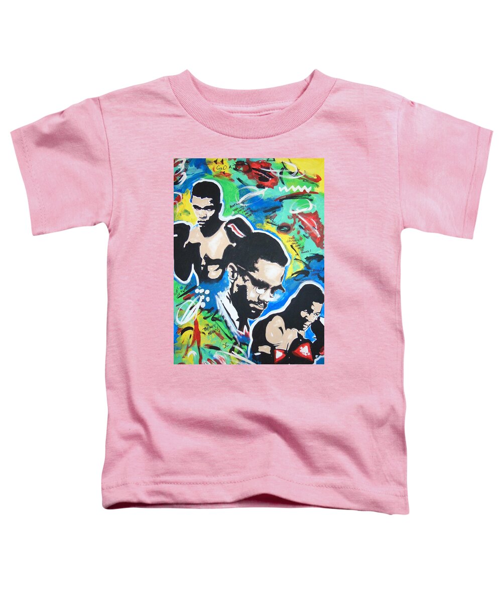 Muhammad Ali Toddler T-Shirt featuring the painting The 3 Ms by Antonio Moore