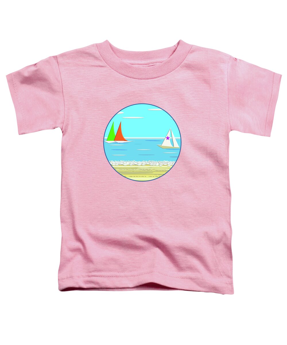 Sails Toddler T-Shirt featuring the digital art The Ideal Nautical Beach Day by Barefoot Bodeez Art