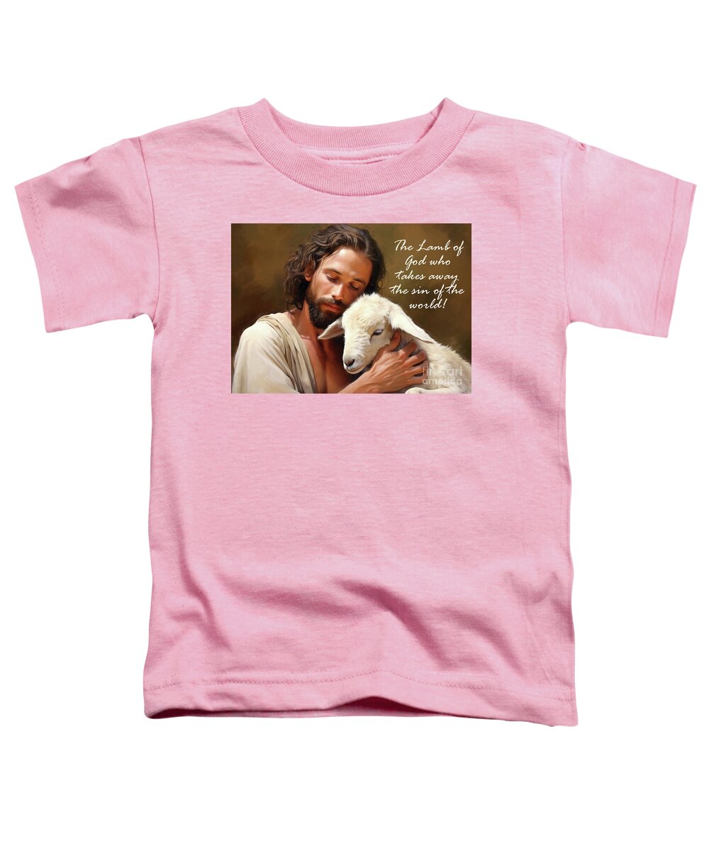 Jesus Toddler T-Shirt featuring the painting The Lamb Of God by Tina LeCour